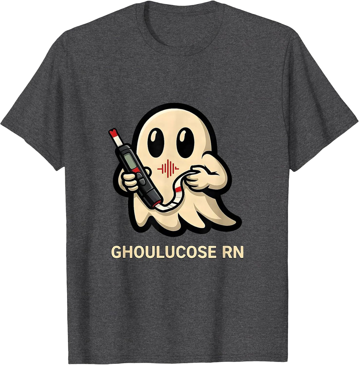Ghoulucose RN Funny Halloween Nurse Medical Humor T-Shirt - Dark Heather Grey
