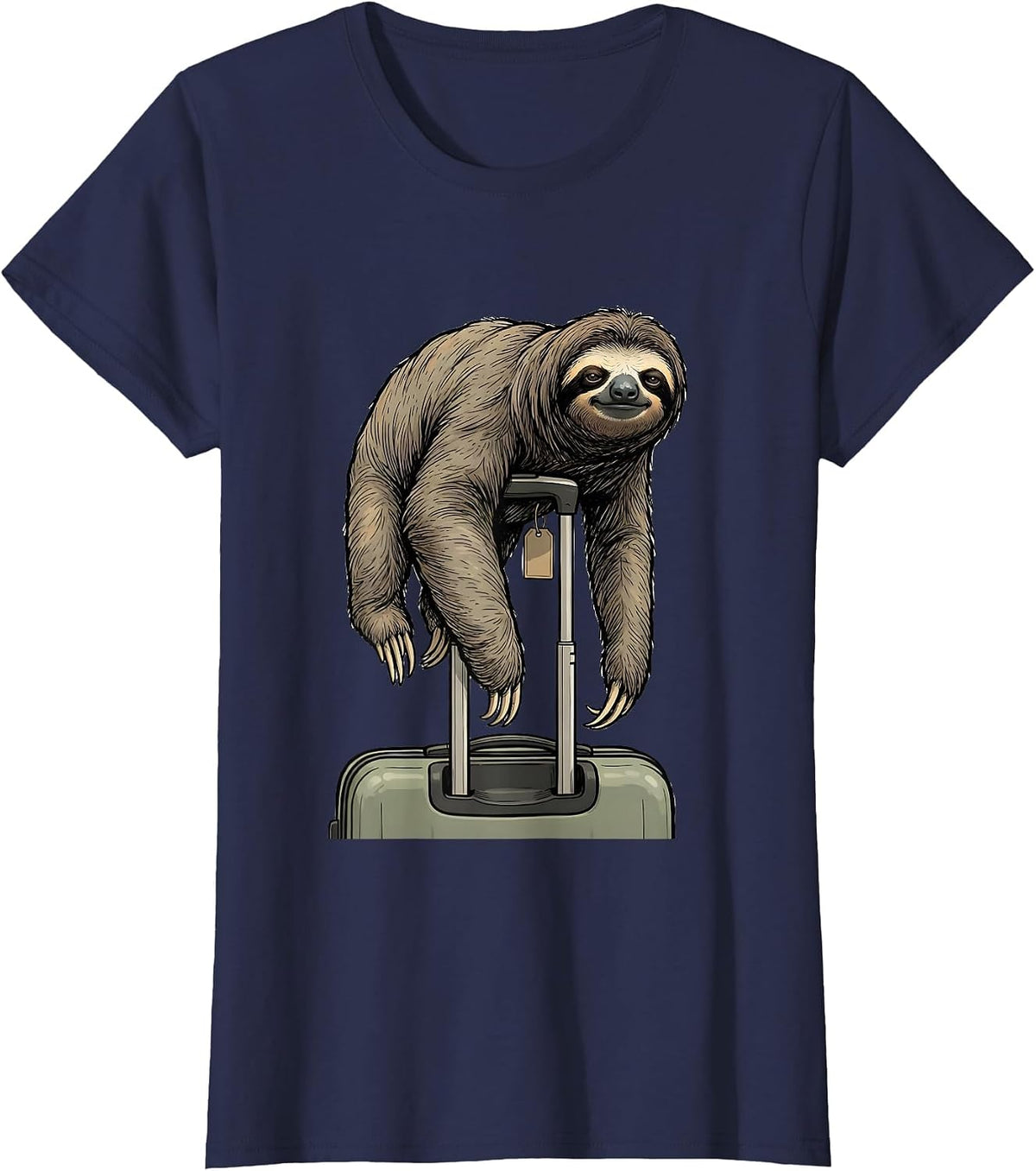Women's Masked Sloth Chill Humor Novelty Gift T-Shirt - Navy Blue