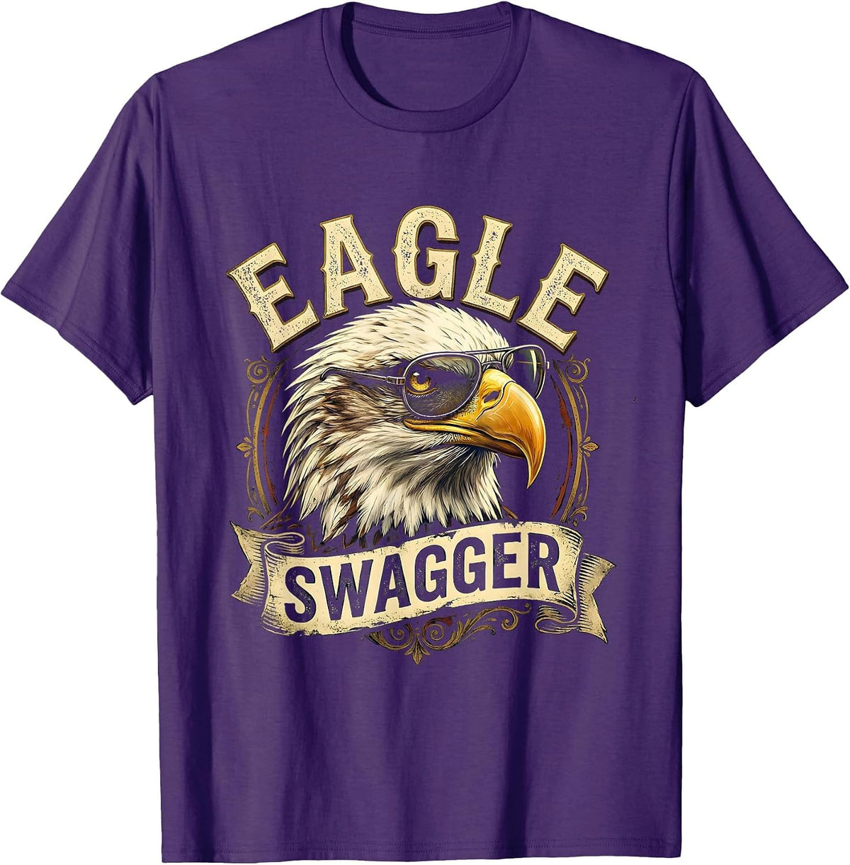 Men's Eagle Swagger Vintage Bald Eagle Wildlife Lover Kids Humor T-Shirt - Purple