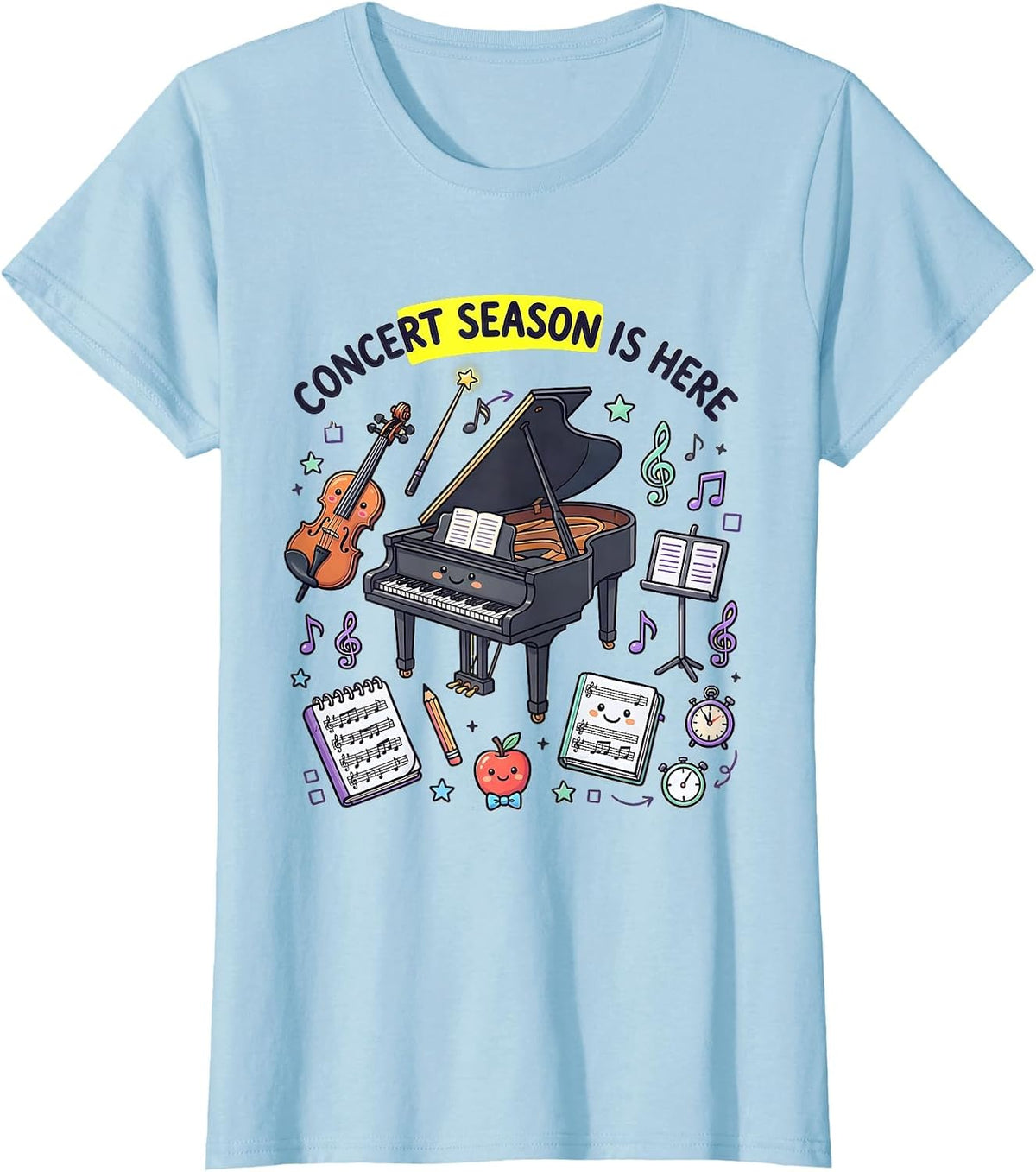 Concert Season Is Here Music Teacher Design T-Shirt - Baby Blue