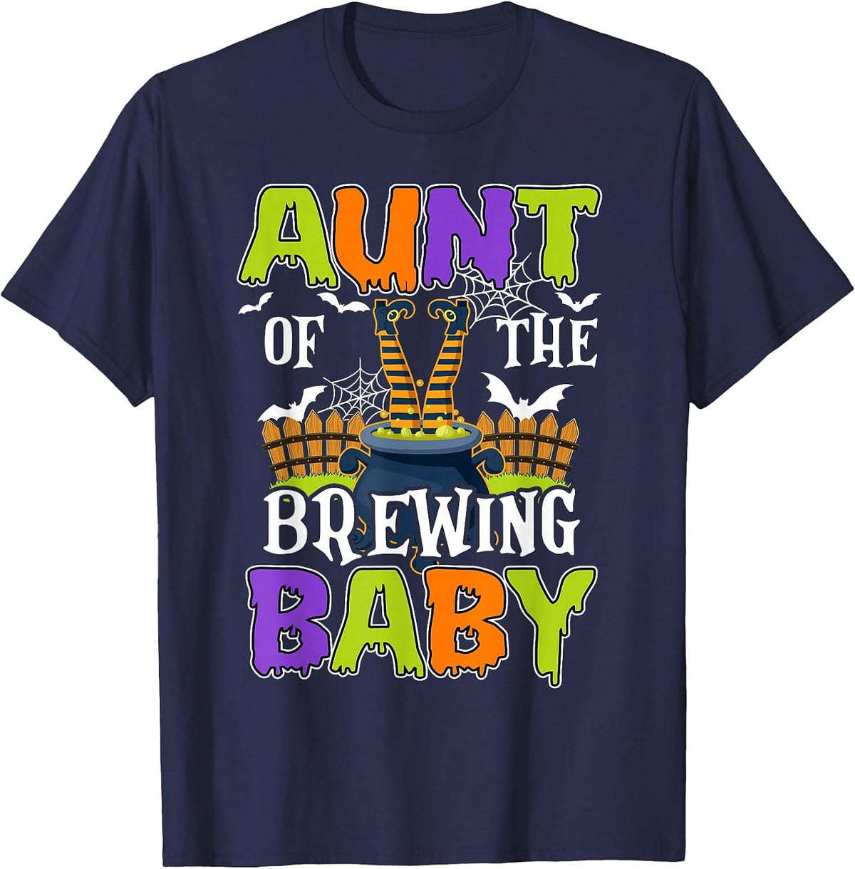 Aunt of The Brewing Baby Halloween Witch Baby Funny T-Shirt - Navy Blue