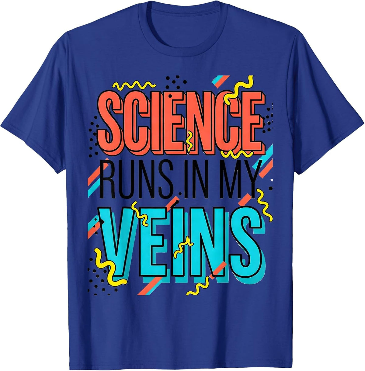 Men's Science Runs In My Veins Back to School Teacher T-Shirt - Royal Blue