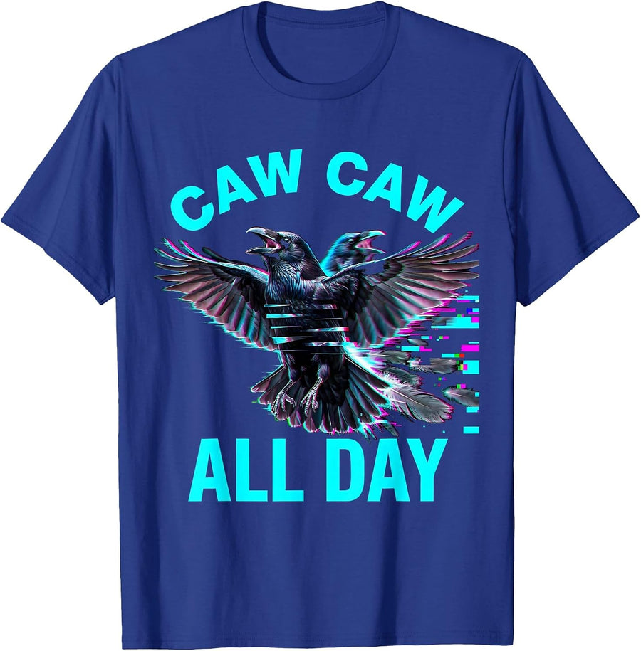 Caw Caw All Day Funny Crow Bird Design T-Shirt - Royal Blue