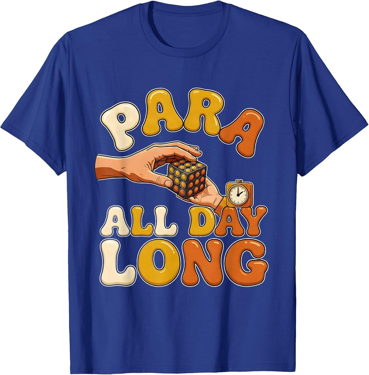 Para All Day Long Retro 70s Funny Paraprofessional T-Shirt - Royal Blue