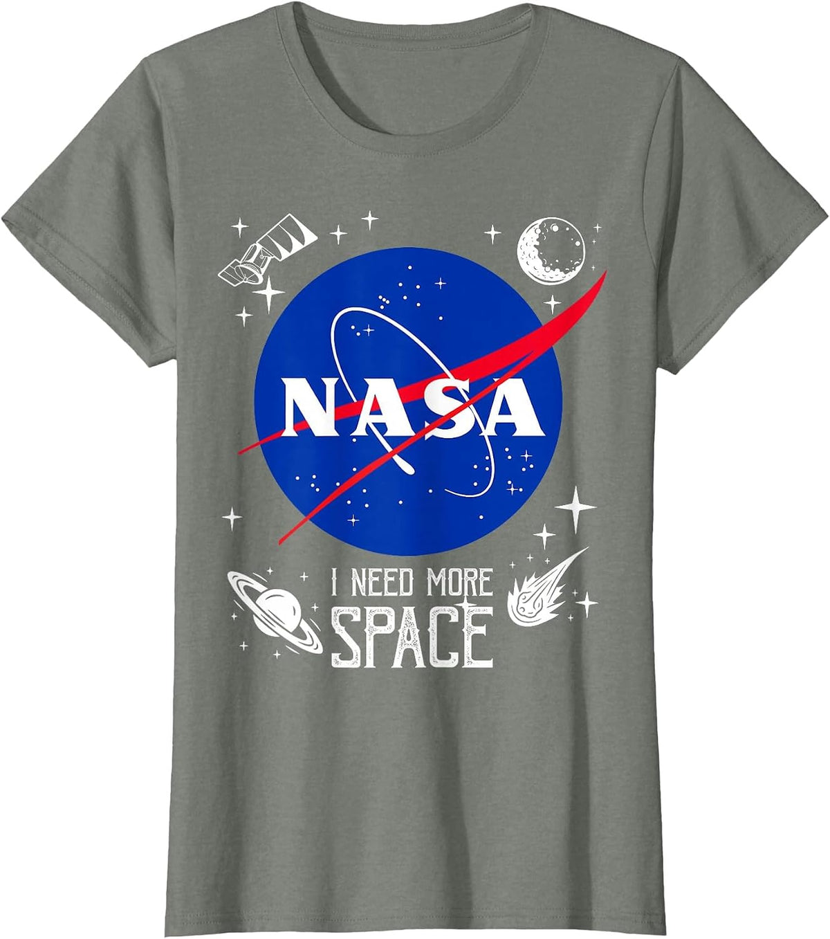 NASA Meatball Logo Classic I Need More Space T-Shirt - Olive Heather