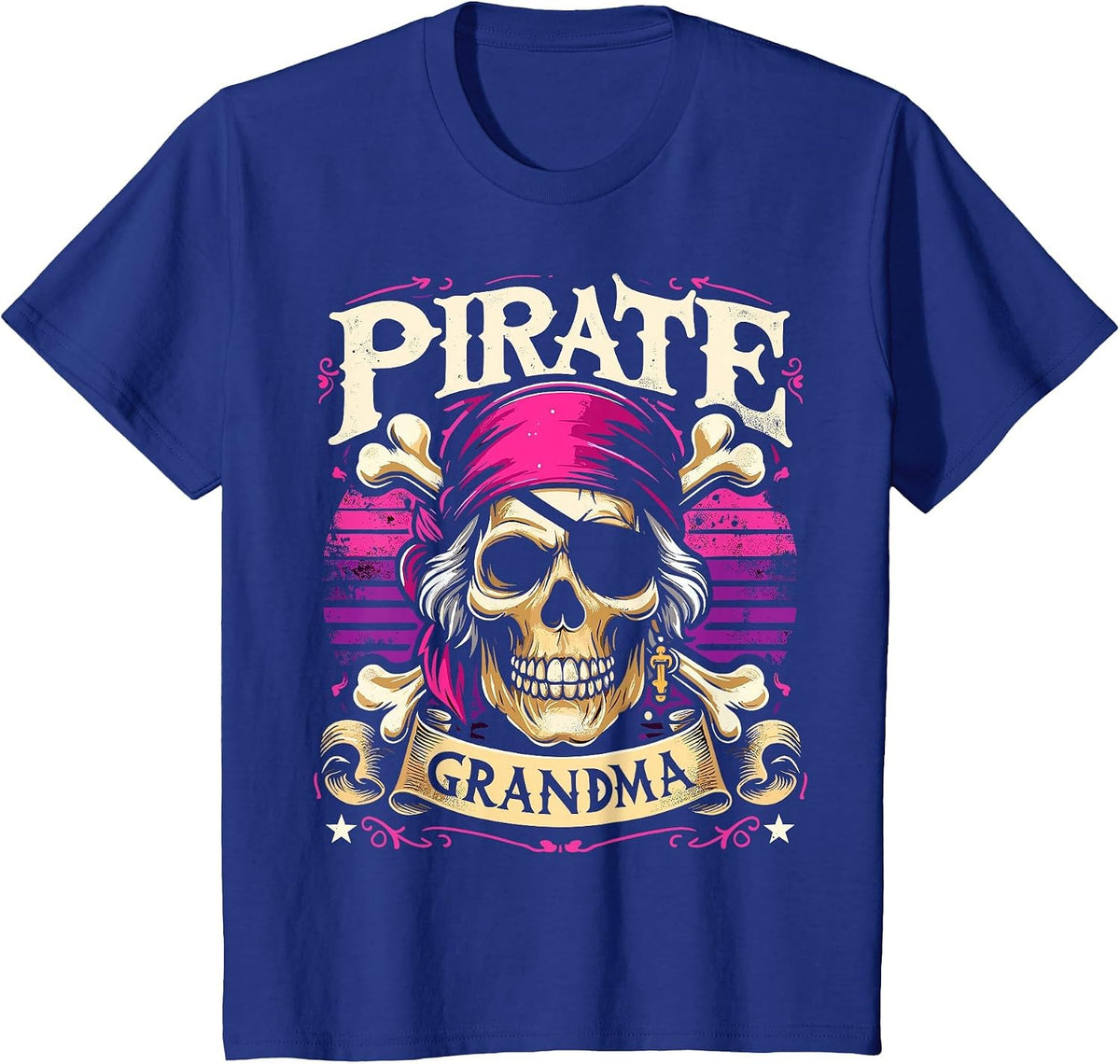 Pirate Grandma Captain Funny Pirate T-Shirt - Royal Blue