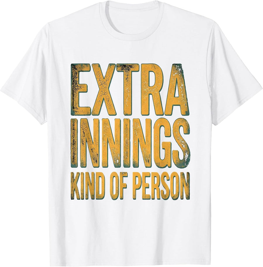 Men's Extra Innings Kind of Person Baseball Design T-Shirt - White