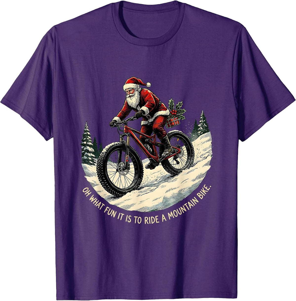 Men's Oh What Fun It Is To Ride A Mountain Bike Biker T-Shirt - Purple