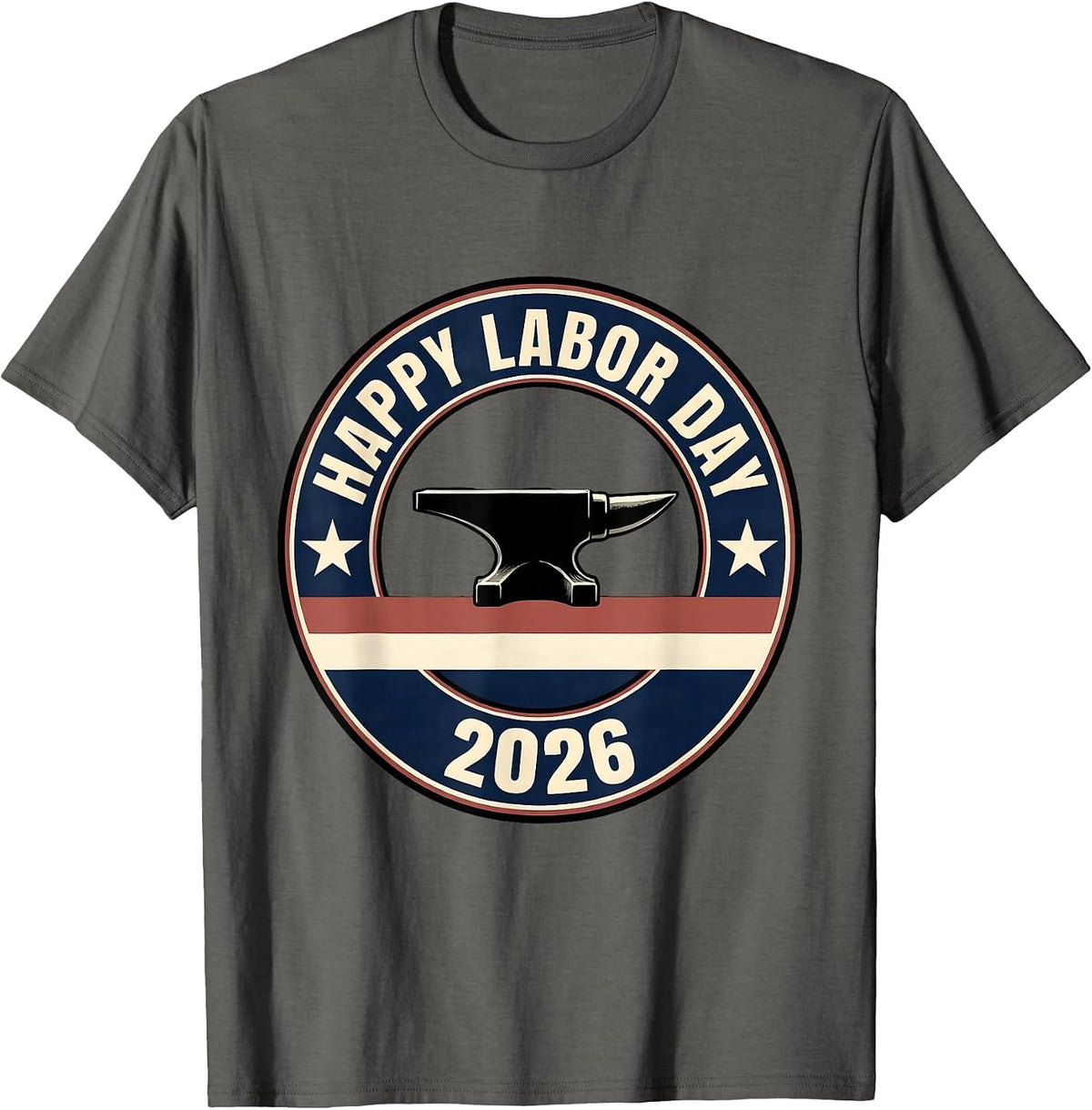 Men's Happy Labor Day 2026 Patriotic Union Worker Pride T-Shirt - Asphalt Grey