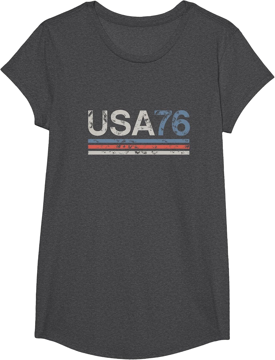 Retro Stripes 4th of July America USA 1776 T-Shirt - Girls Dark Heather Grey