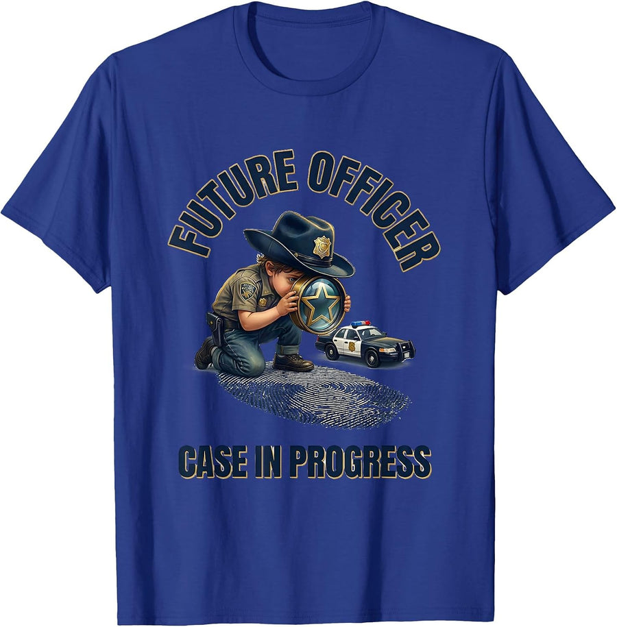 Future Officer Case In Progress Funny Police Officer Kids T-Shirt - Royal Blue