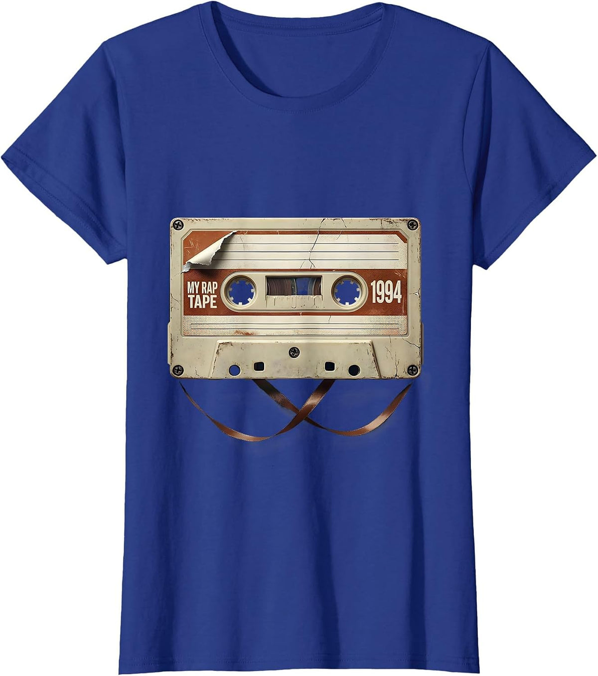 Women's My Rap Tape 1994 Distressed Retro Hip Hop Nostalgia Mixtape T-Shirt - Royal Blue