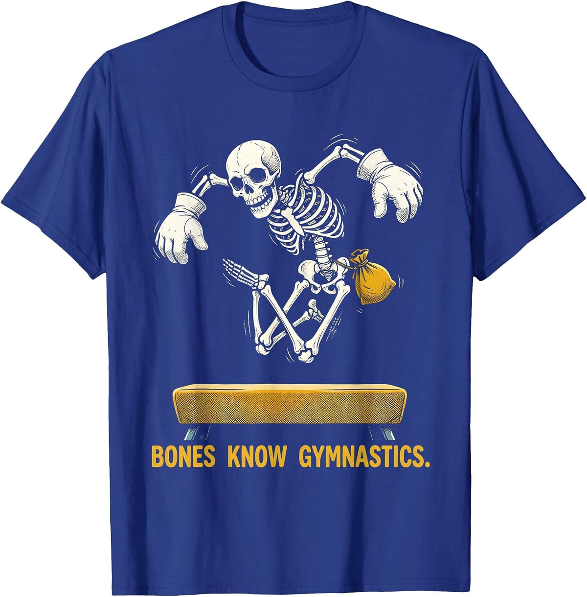 Bones Know Gymnastics Funny Skeleton Halloween Costume Kids T-Shirt - Royal Blue