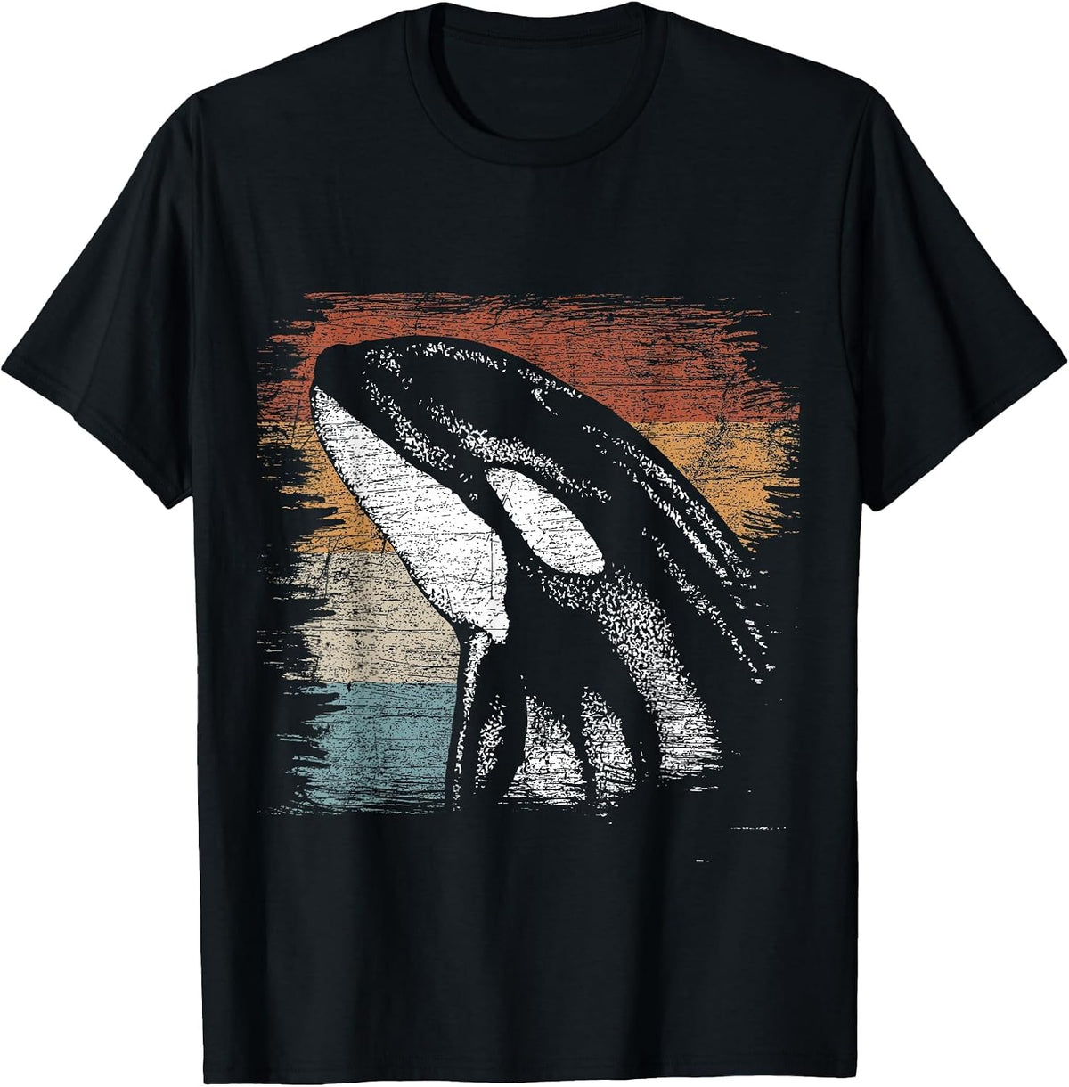Retro Killer Whale T-Shirt - Black
