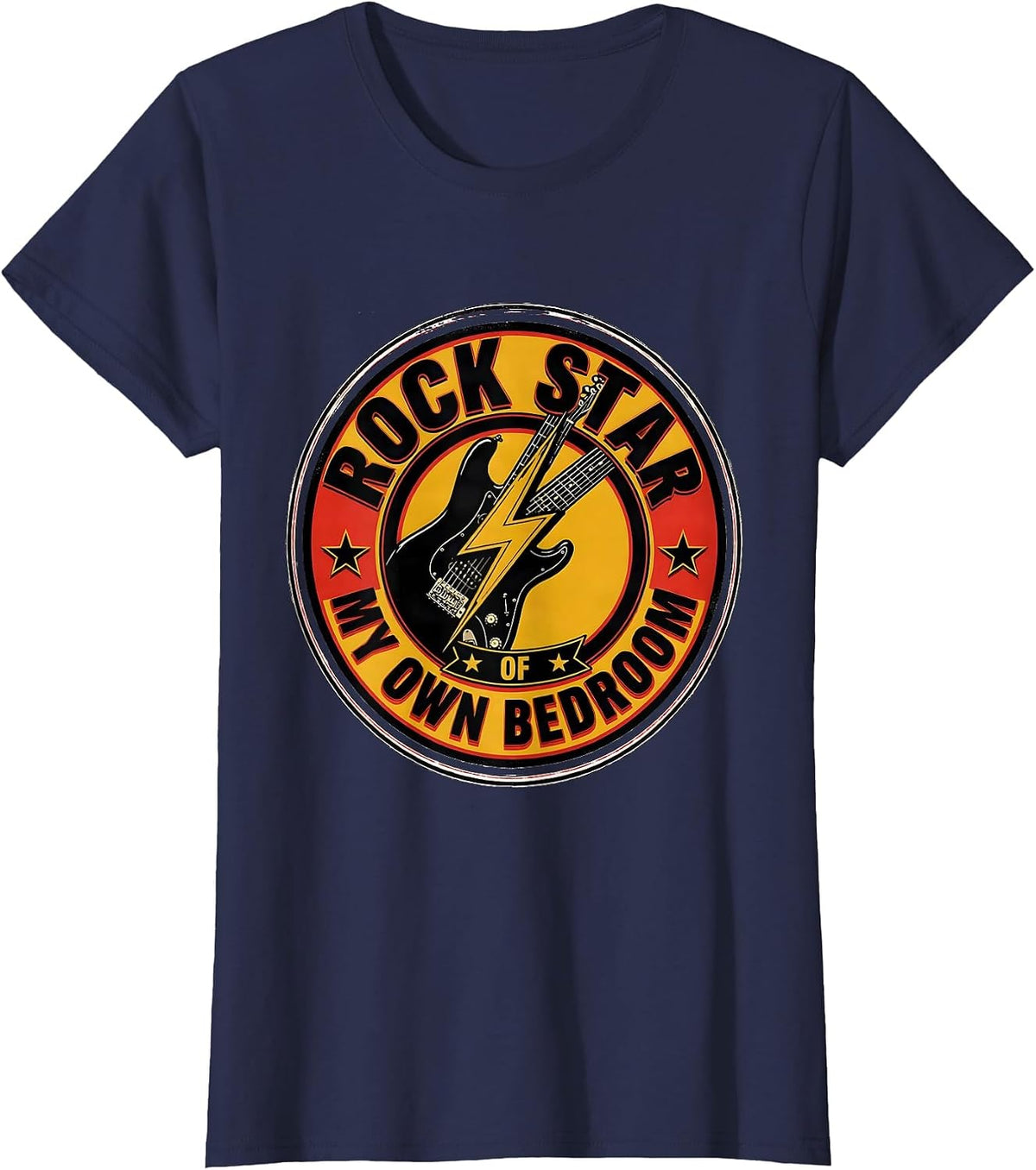 Women's Rock Star Of My Own Bedroom Funny Rock Fan Music Lover T-Shirt - Navy Blue