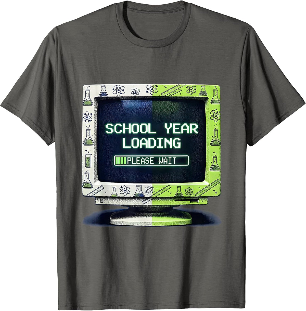 Back to School Science Teacher Loading Design T-Shirt - Asphalt Grey