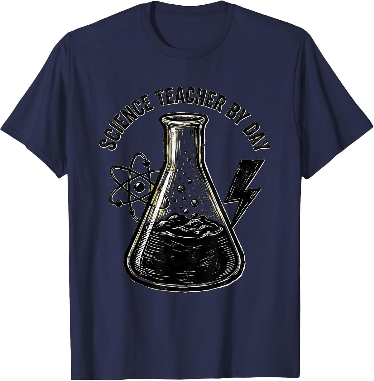 Men's Science Teacher By Day Back to School Design T-Shirt - Navy Blue