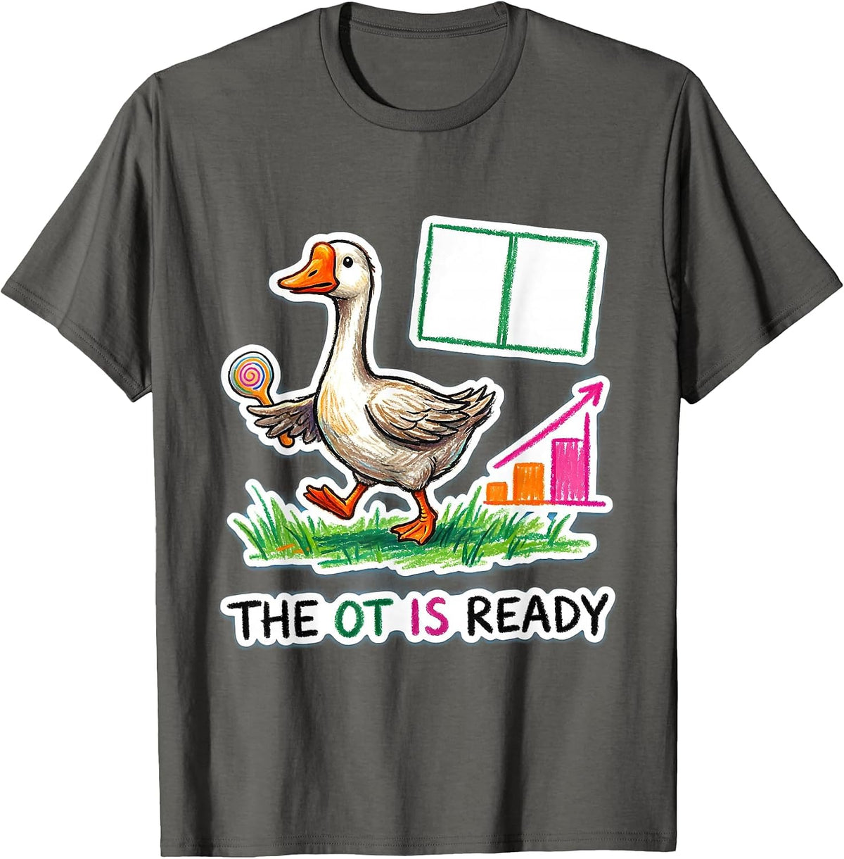 The OT Is Ready Naive Kidcore Special Education Teacher T-Shirt - Asphalt Grey