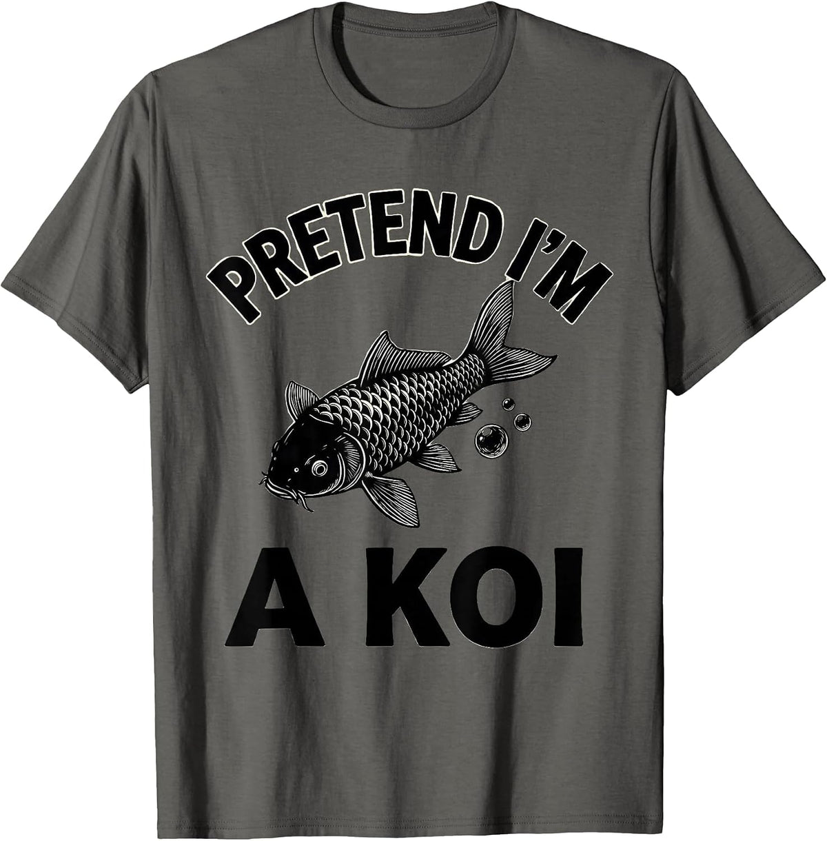 Men's Pretend I'm A Koi Funny Halloween Fish Costume Novelty T-Shirt - Asphalt Grey