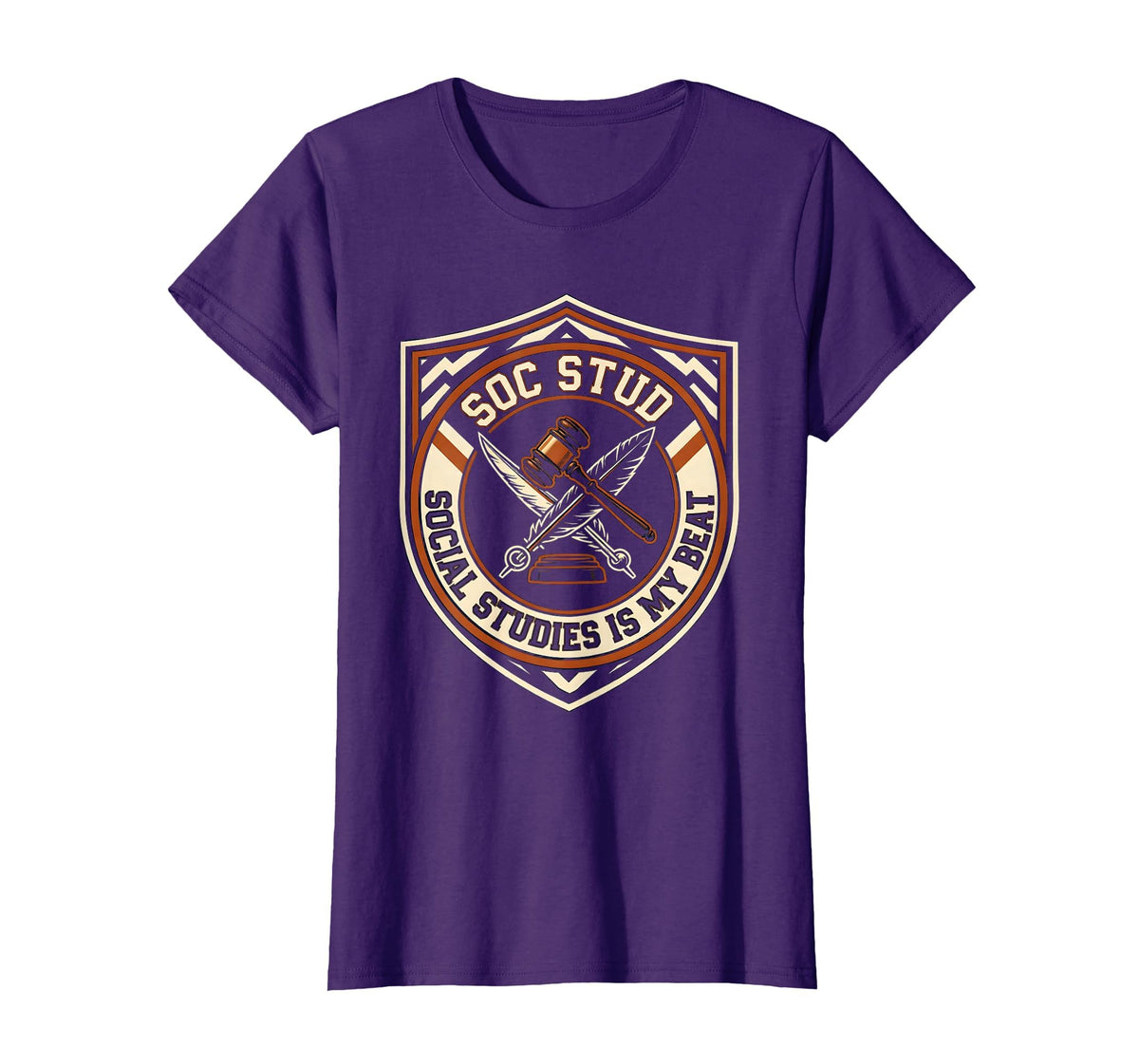 Mademark Social Studies Is My Beat Funny Teacher Back To School T-Shirt - Purple