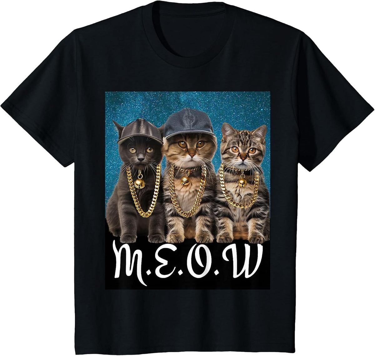 90s Gangster Rap Cat Hip Hop Retro T-Shirt - Black