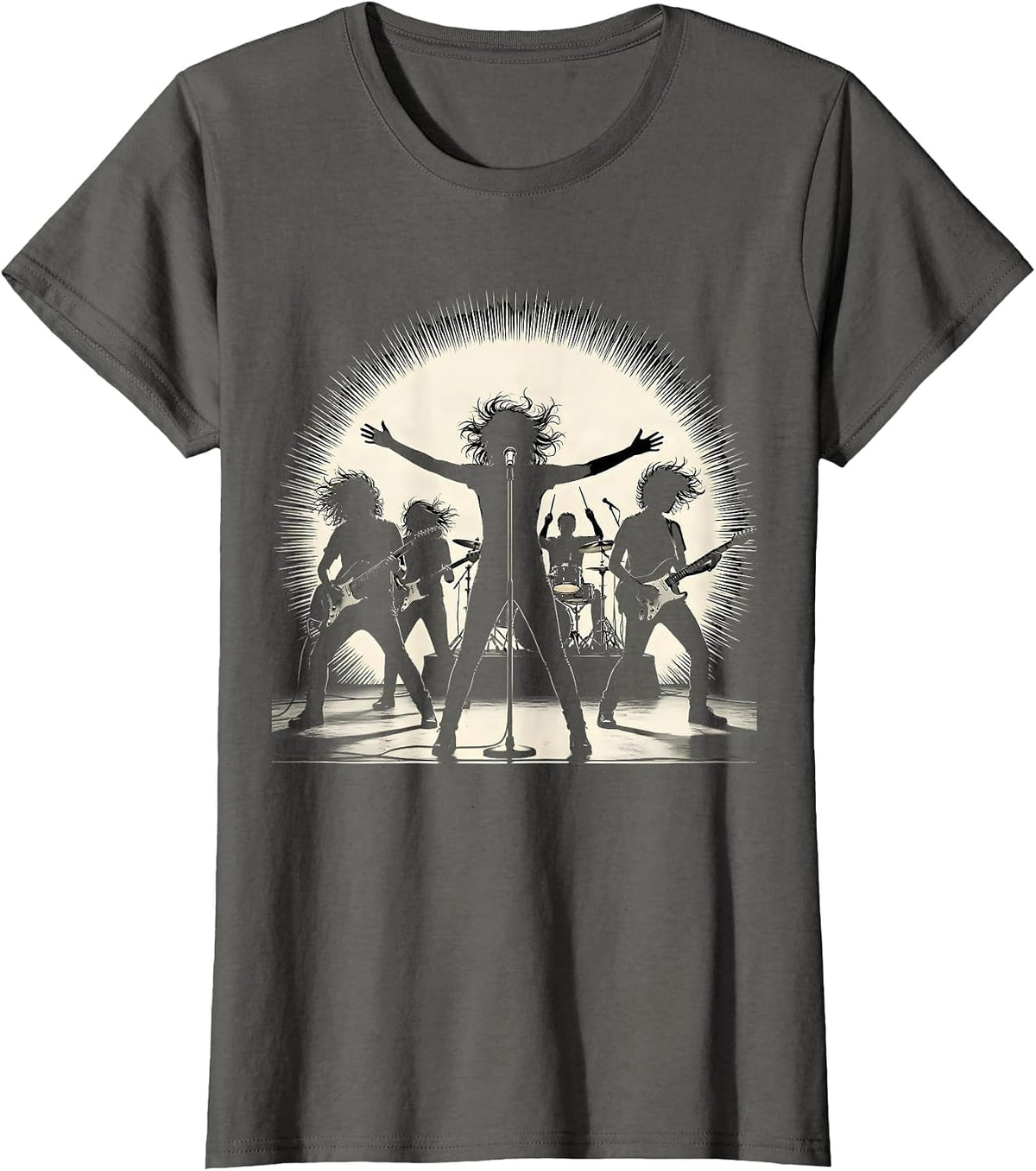 Women's All-Female Band Silhouette Spotlight Graphic T-Shirt - Asphalt Grey