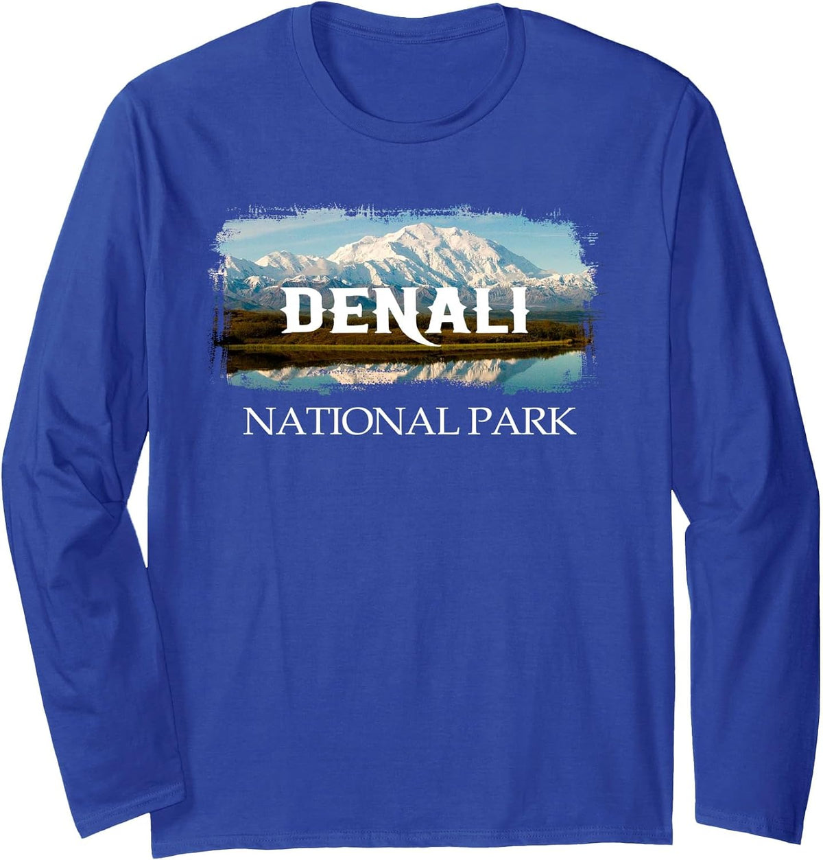 Retro Vintage Denali Alaska National Park Design Long Sleeve T-Shirt - Adult Unisex Royal Blue