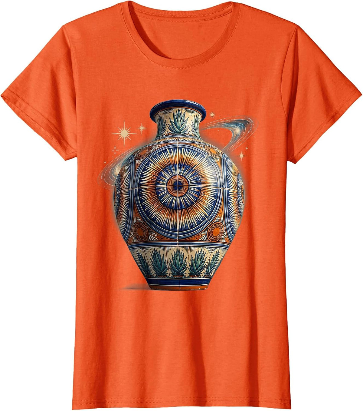 Talavera Pottery Vase Hispanic Heritage Art T-Shirt - Orange