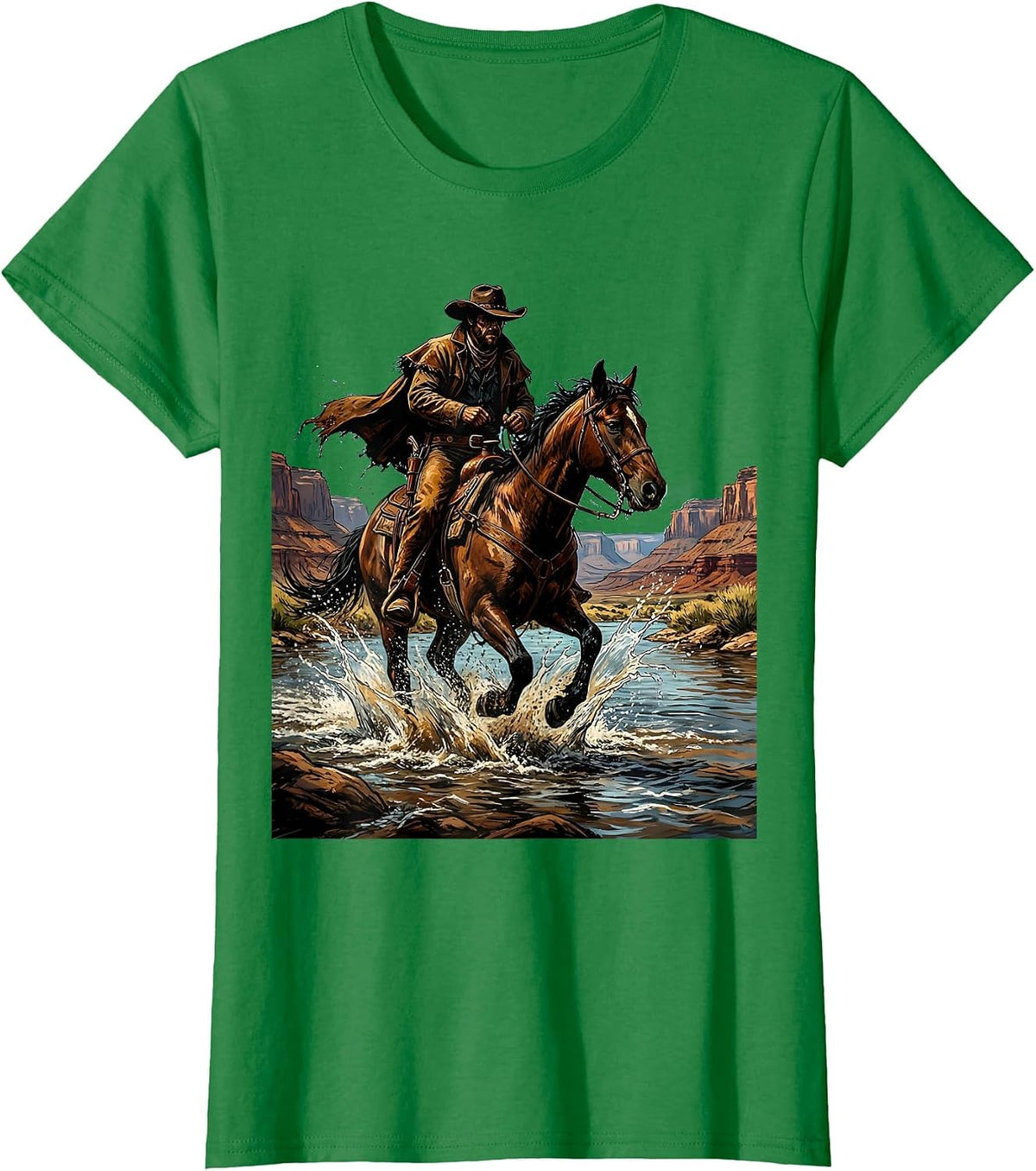 Wrangler River Crossing Western Horseback Riding T-Shirt - Kelly Green
