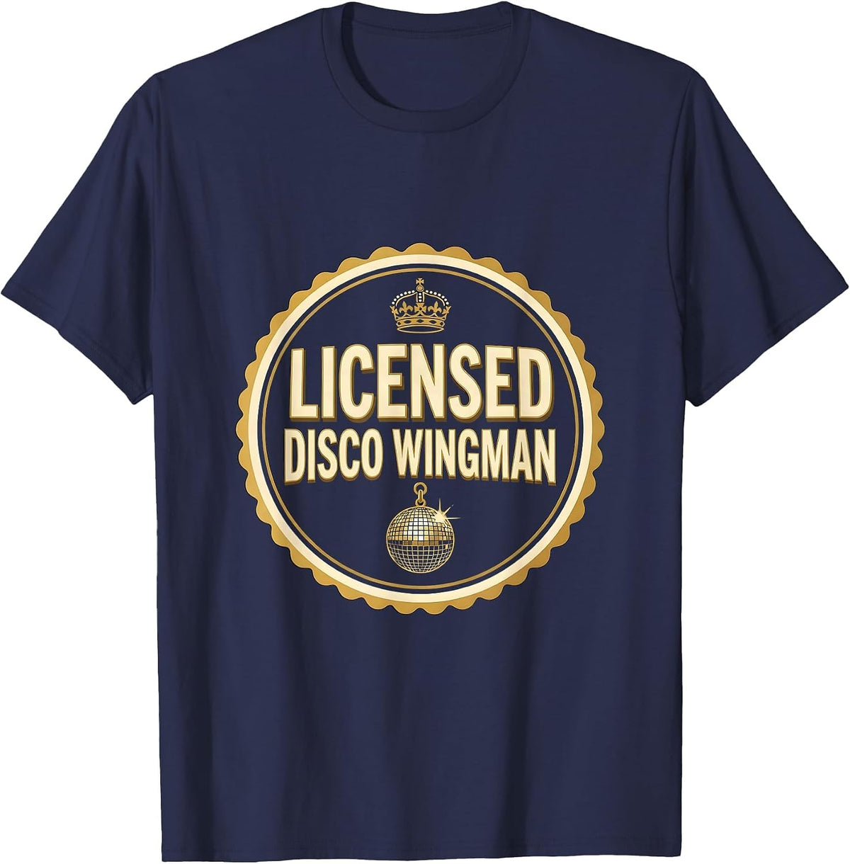 Men's Licensed Disco Wingman Retro 70s Disco Party Costume T-Shirt - Navy Blue