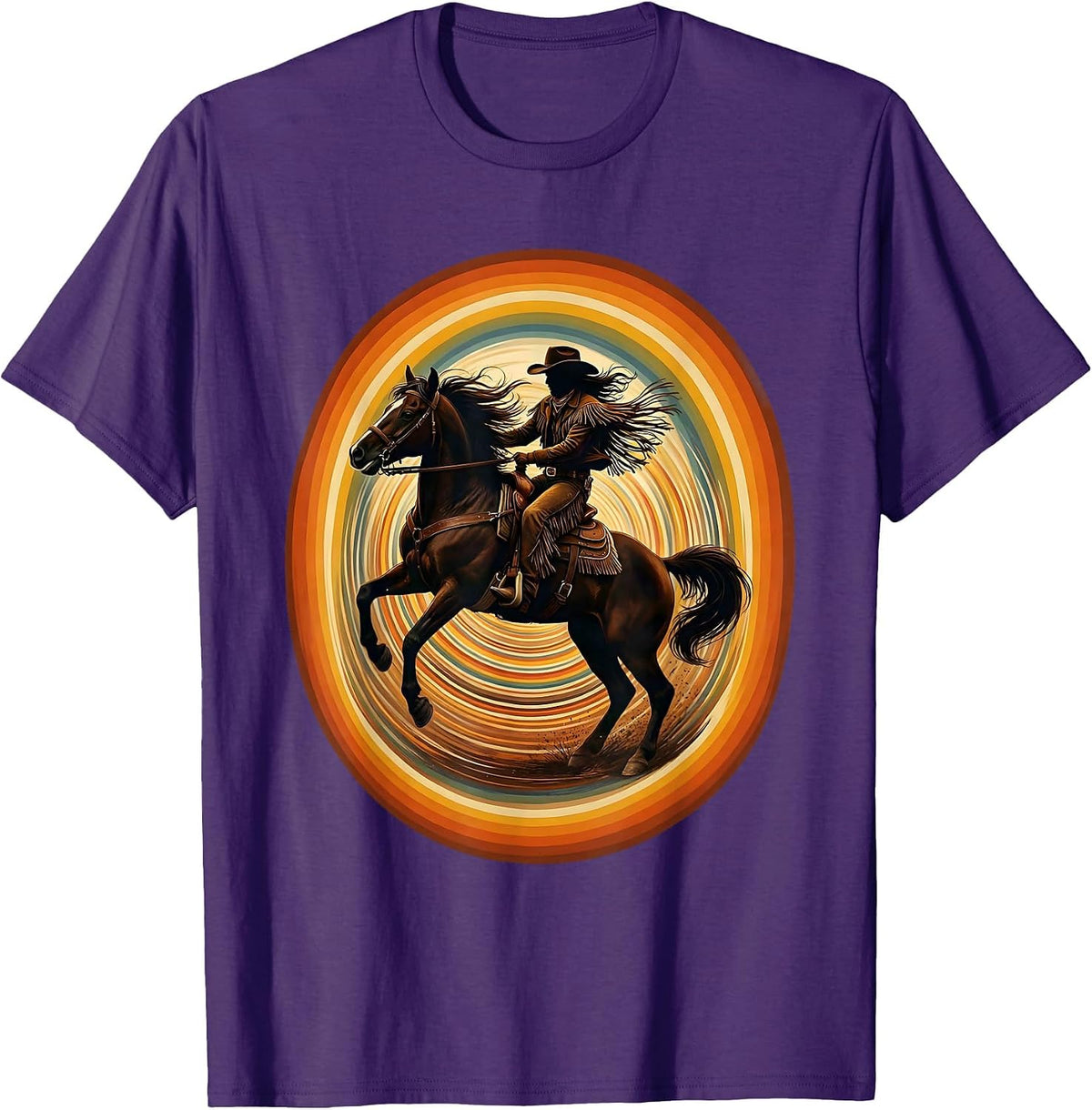 Men's Barrel Racer Leaning Into the Turn Rodeo Design T-Shirt - Purple