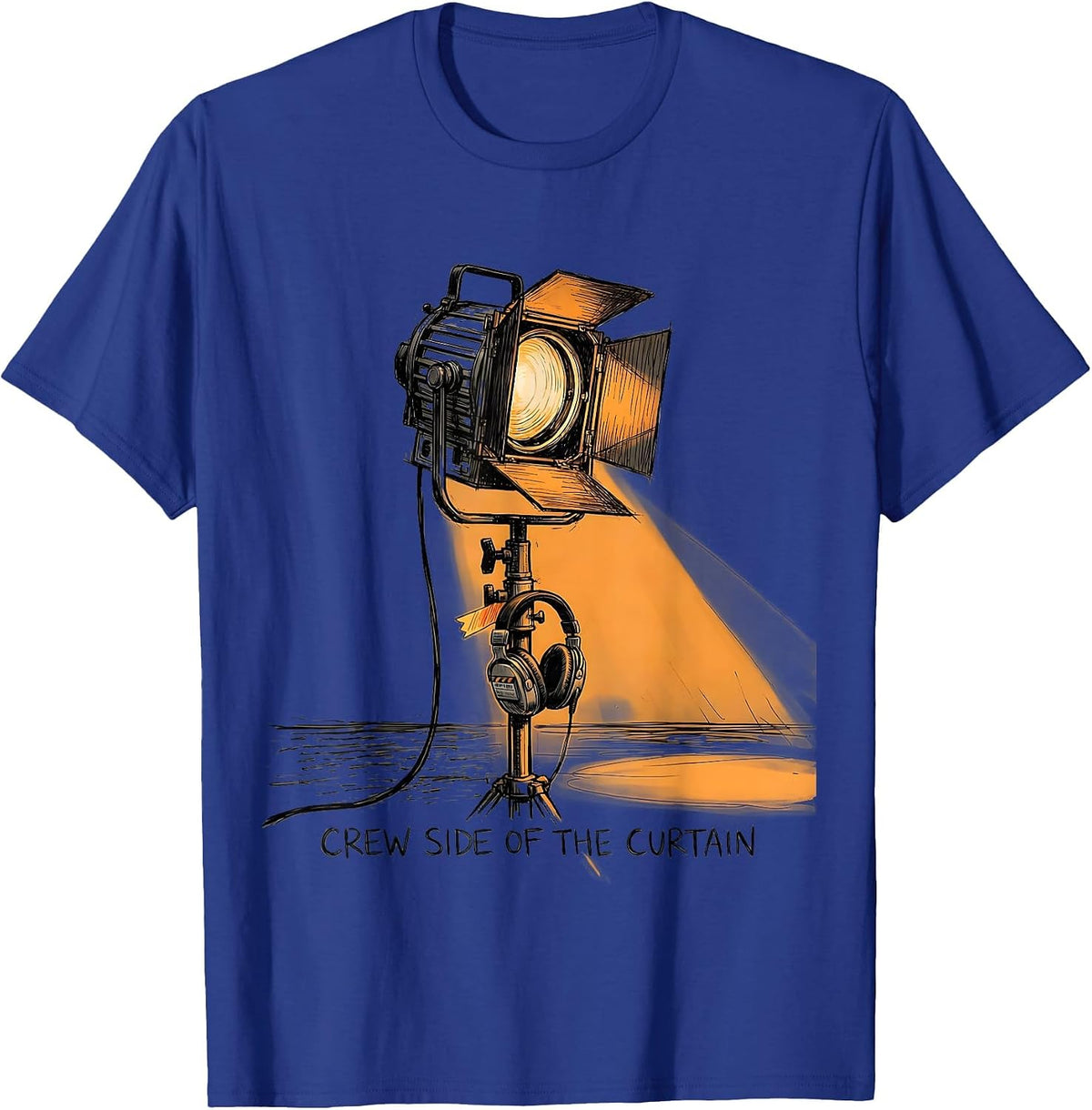 Crew Side Of The Curtain Musical Theatre Nerd Humor T-Shirt - Royal Blue