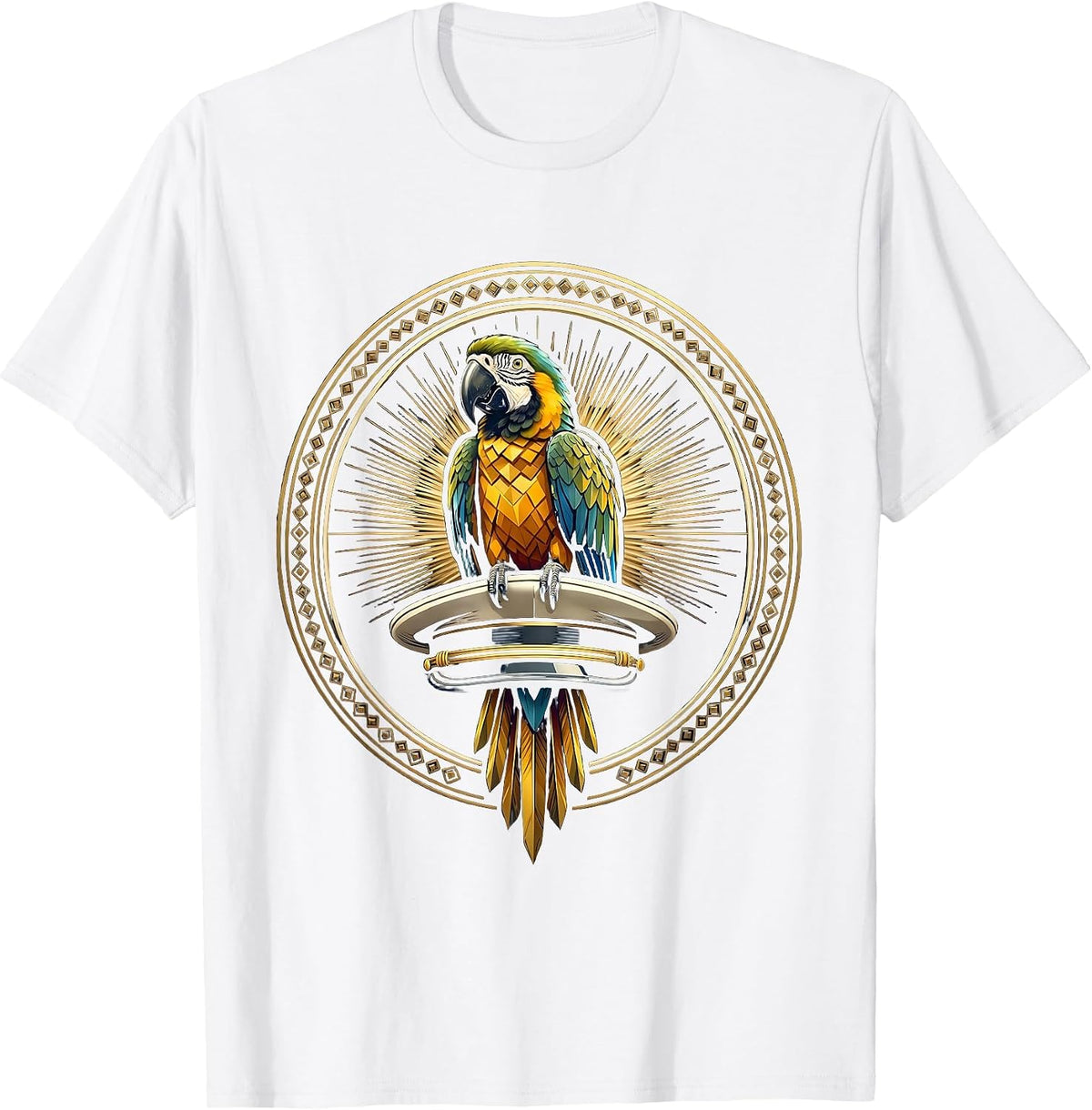 Men's Parrot on Captain's Hat Cruise Design T-Shirt - White