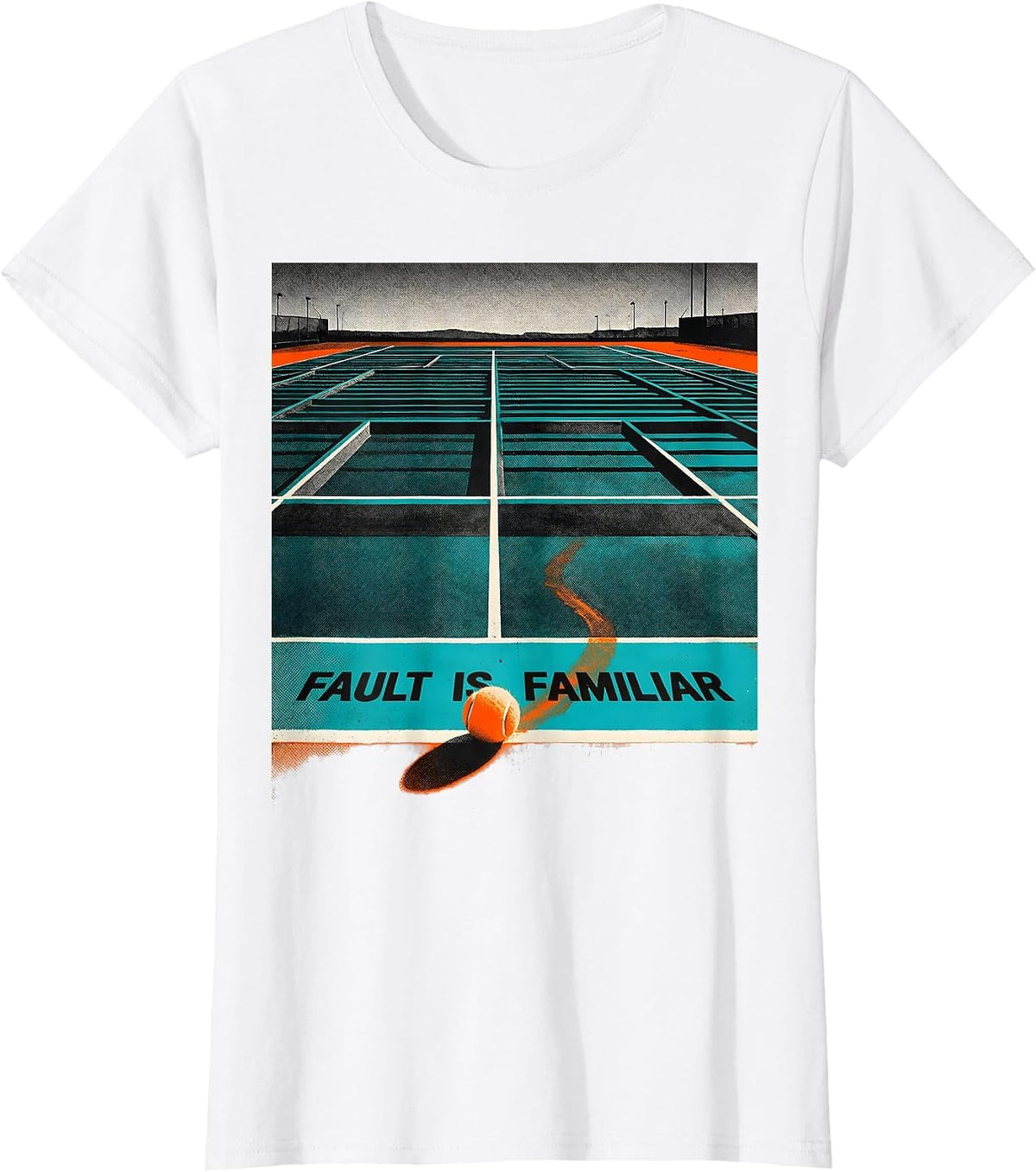 Fault Is Familiar Risograph Tennis Player Humor Gift T-Shirt - White