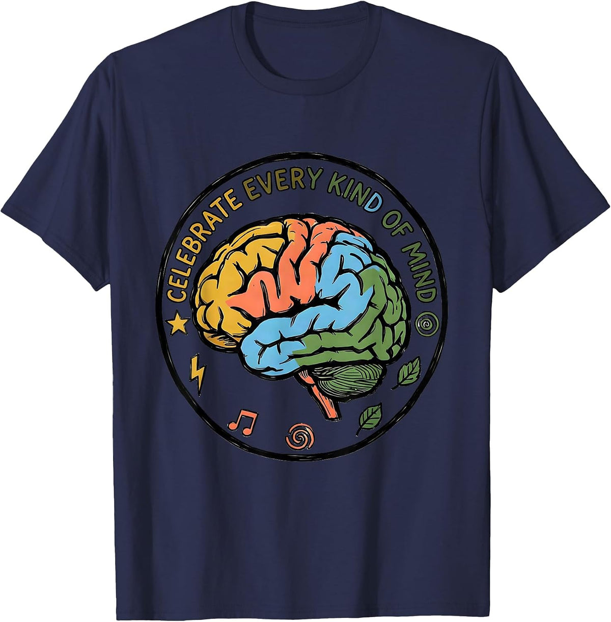 Men's Celebrate Every Kind of Mind Neurodiversity Design T-Shirt - Navy Blue