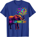 My Elephant Day Colorful Elephant Lover Kids Boy T-Shirt - Royal Blue