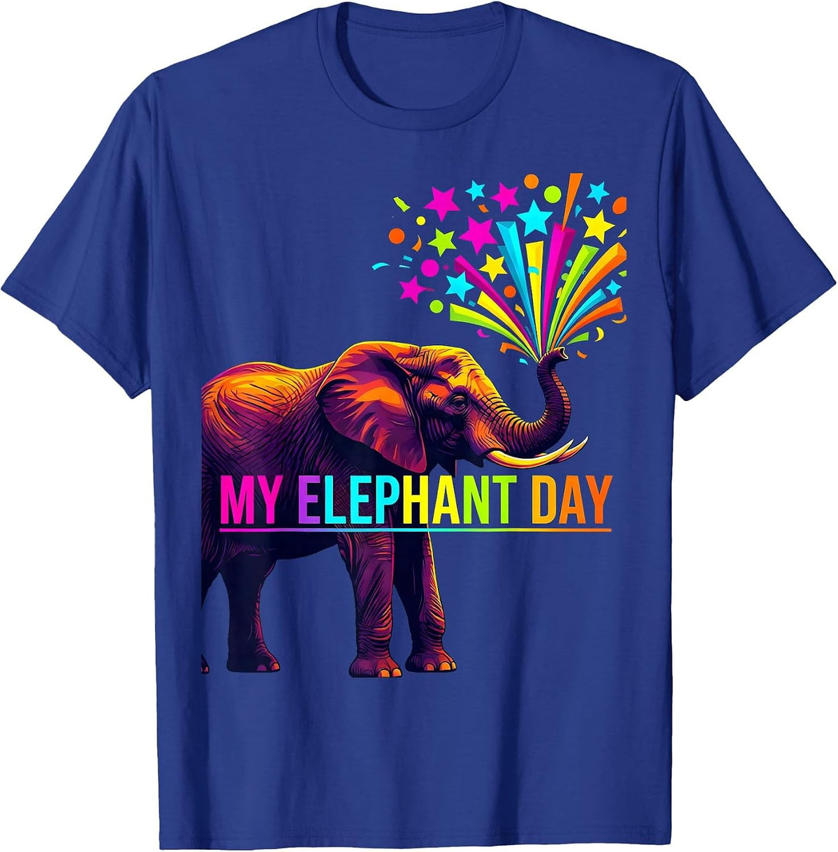 My Elephant Day Colorful Elephant Lover Kids Boy T-Shirt - Royal Blue