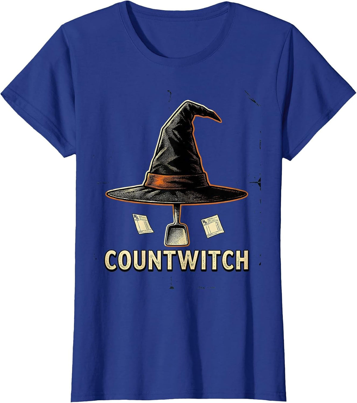 Women's Countwitch Vintage Pharmacy Halloween Pharmacist Tech Crew T-Shirt - Royal Blue