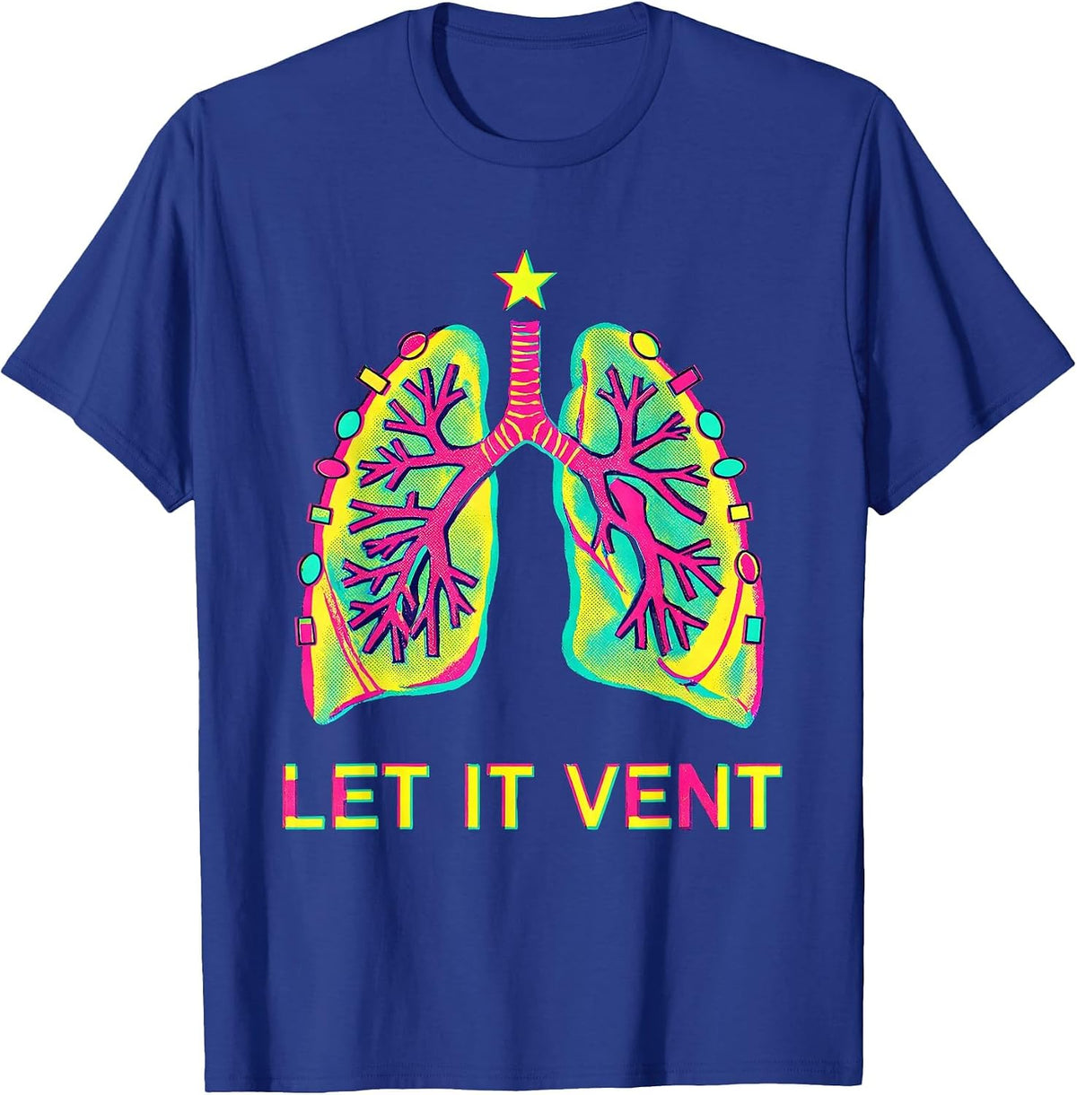 Men's Let It Vent Risograph Respiratory Therapist Christmas Humor T-Shirt - Royal Blue