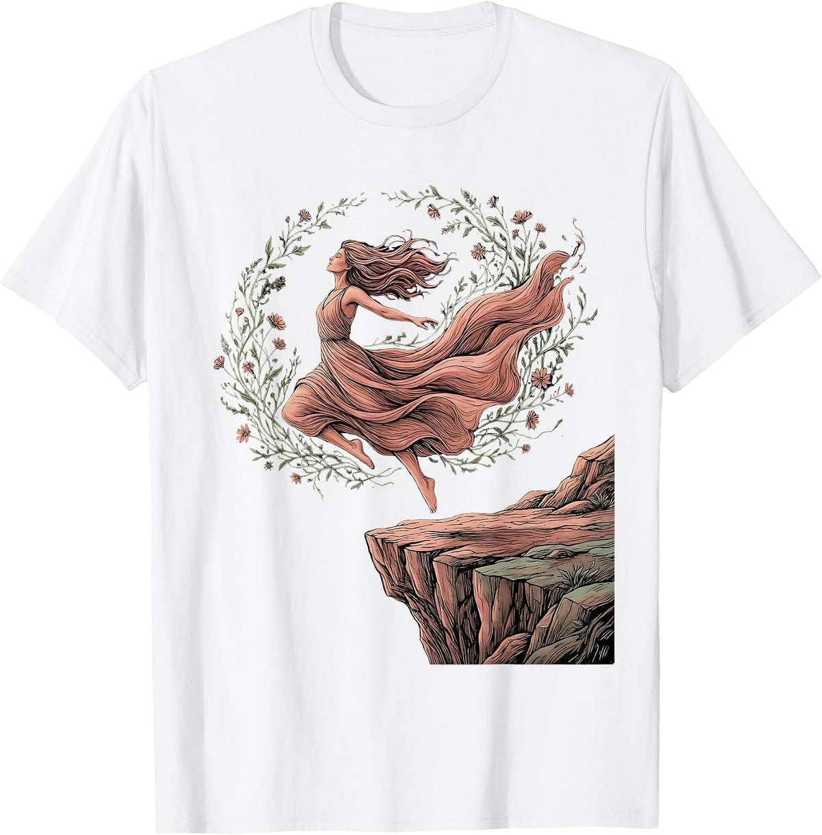 Men's Gigi Fearless Leap Cliff Edge Graphic Tee T-Shirt - White