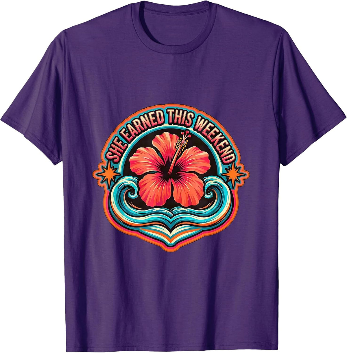 She Earned This Weekend Labor Day Design T-Shirt - Purple