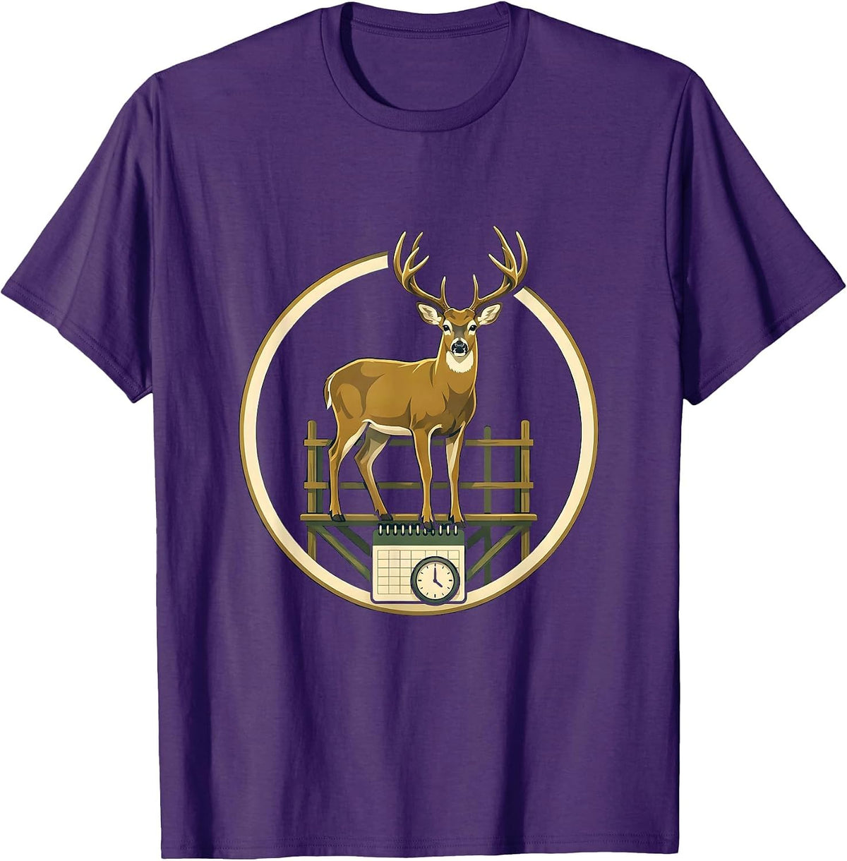 Men's Whitetail Buck Deer Hunting Dad Humor Emblem T-Shirt - Purple