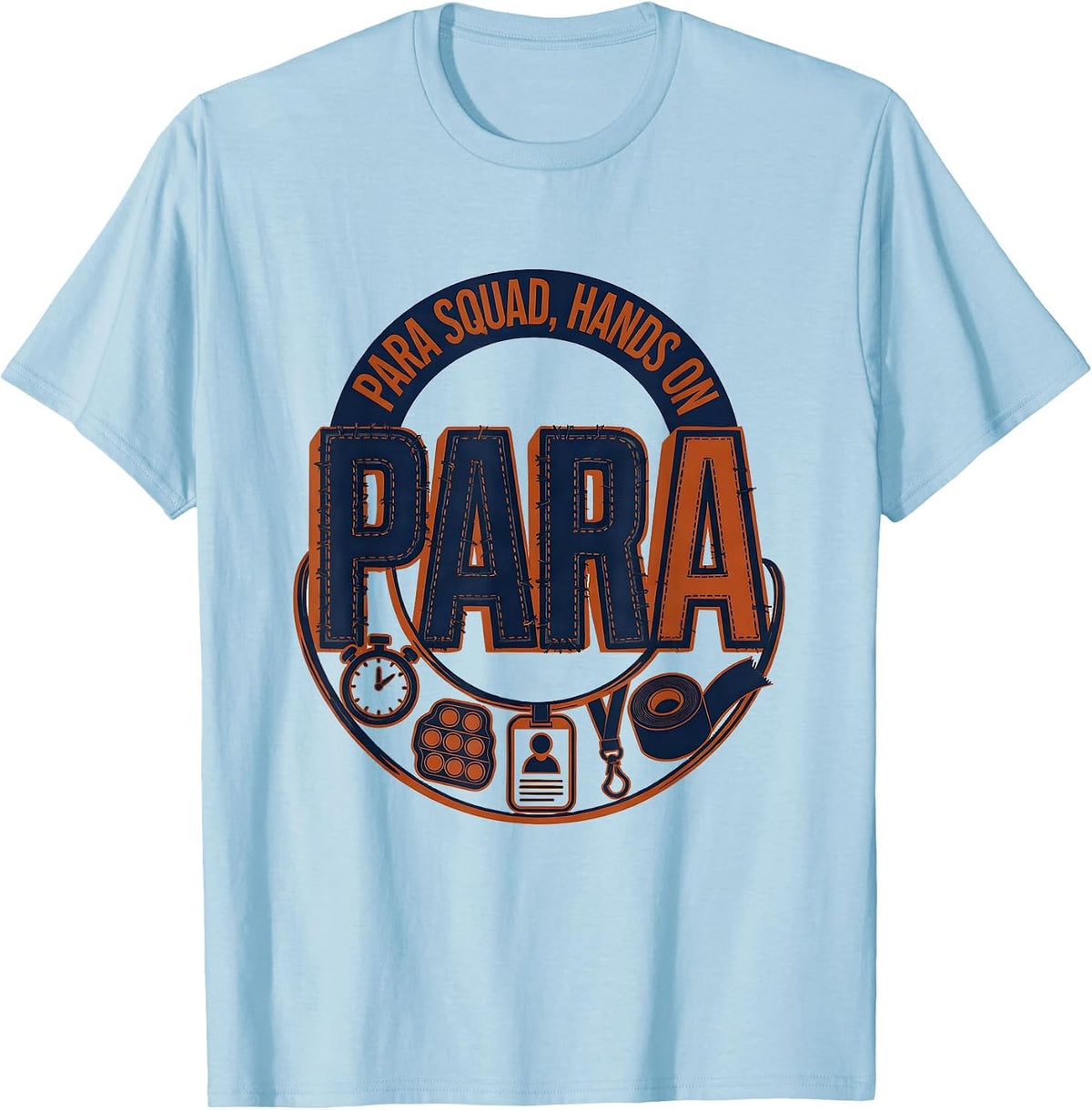 Men's Para Squad Hands On Bold Screenprint Back To School T-Shirt - Baby Blue