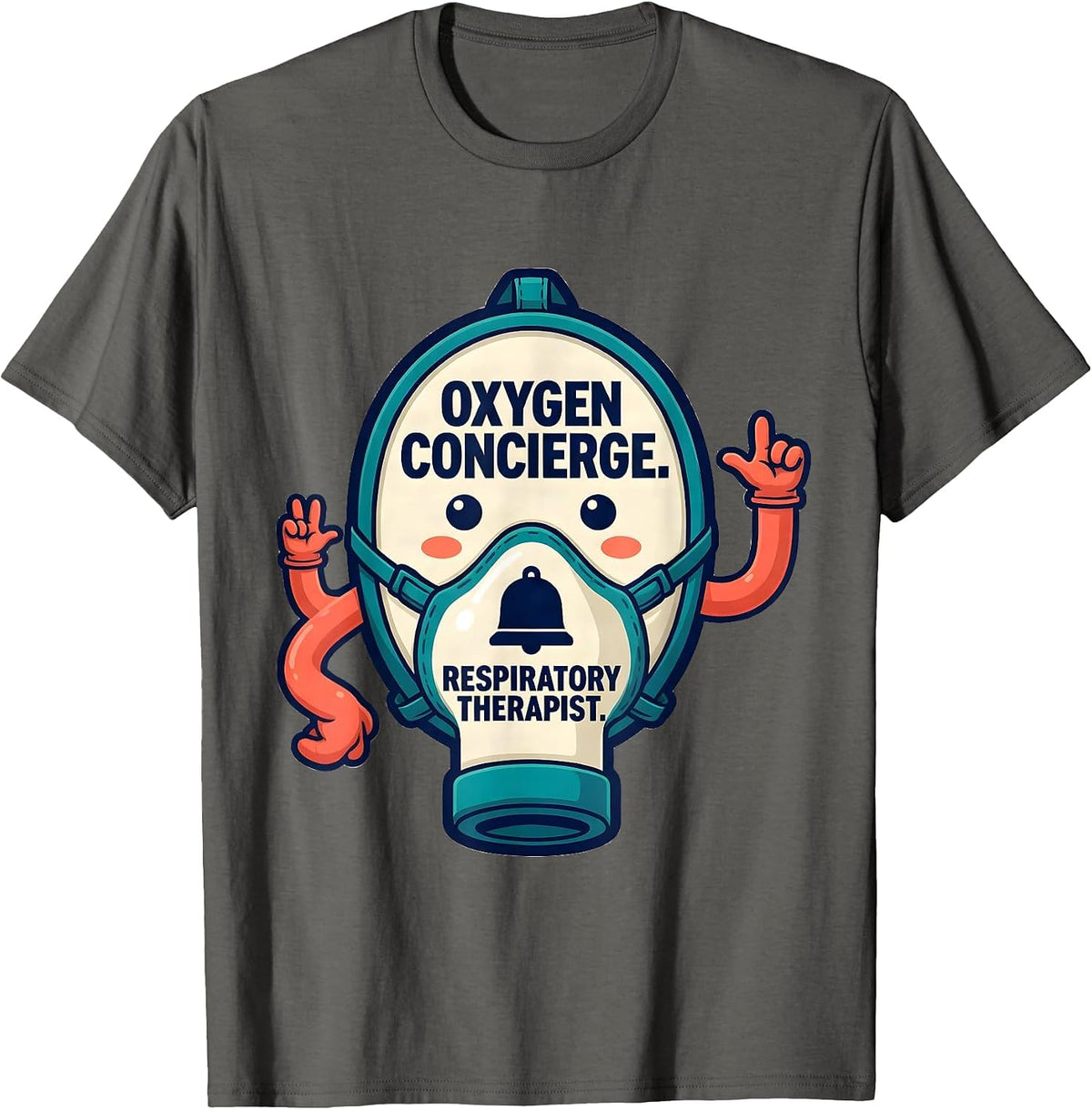 Men's Oxygen Concierge. Respiratory Therapist. RT Humor T-Shirt - Asphalt Grey