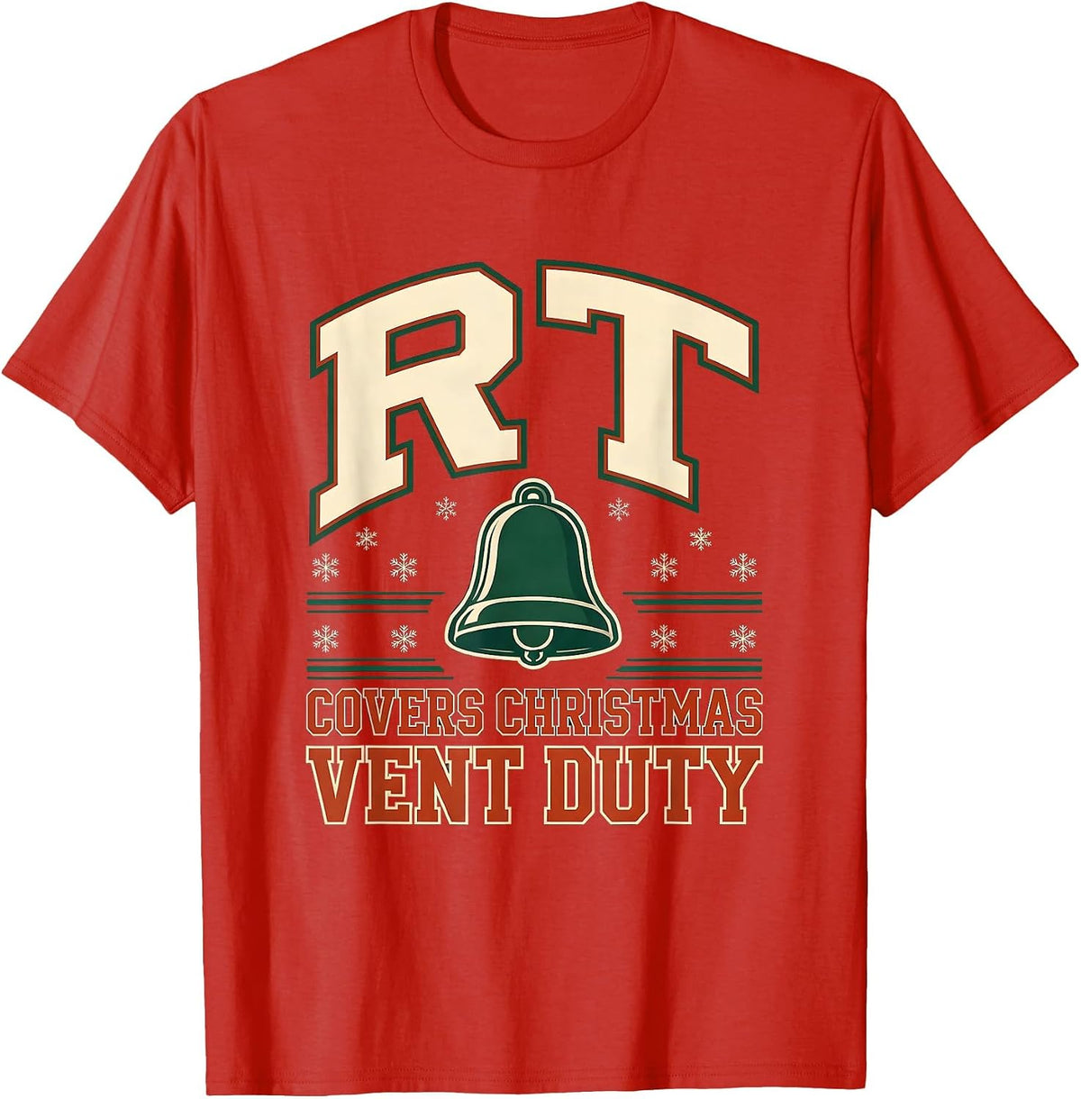 Men's RT Covers Christmas Vent Duty Sports Respiratory Therapist T-Shirt - Red