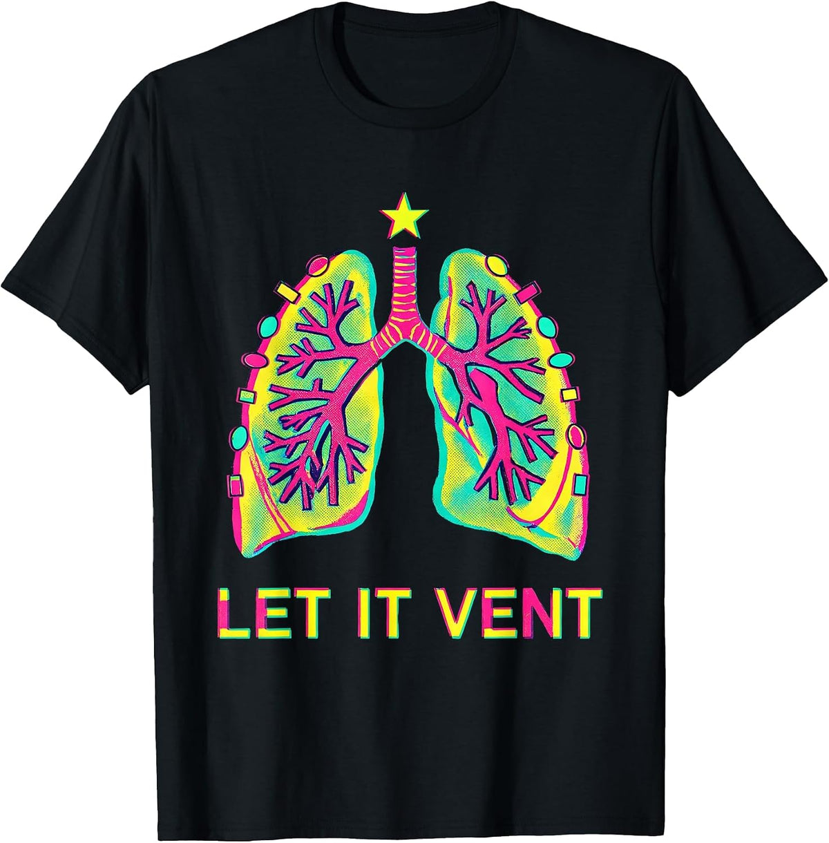 Men's Let It Vent Risograph Respiratory Therapist Christmas Humor T-Shirt - Black