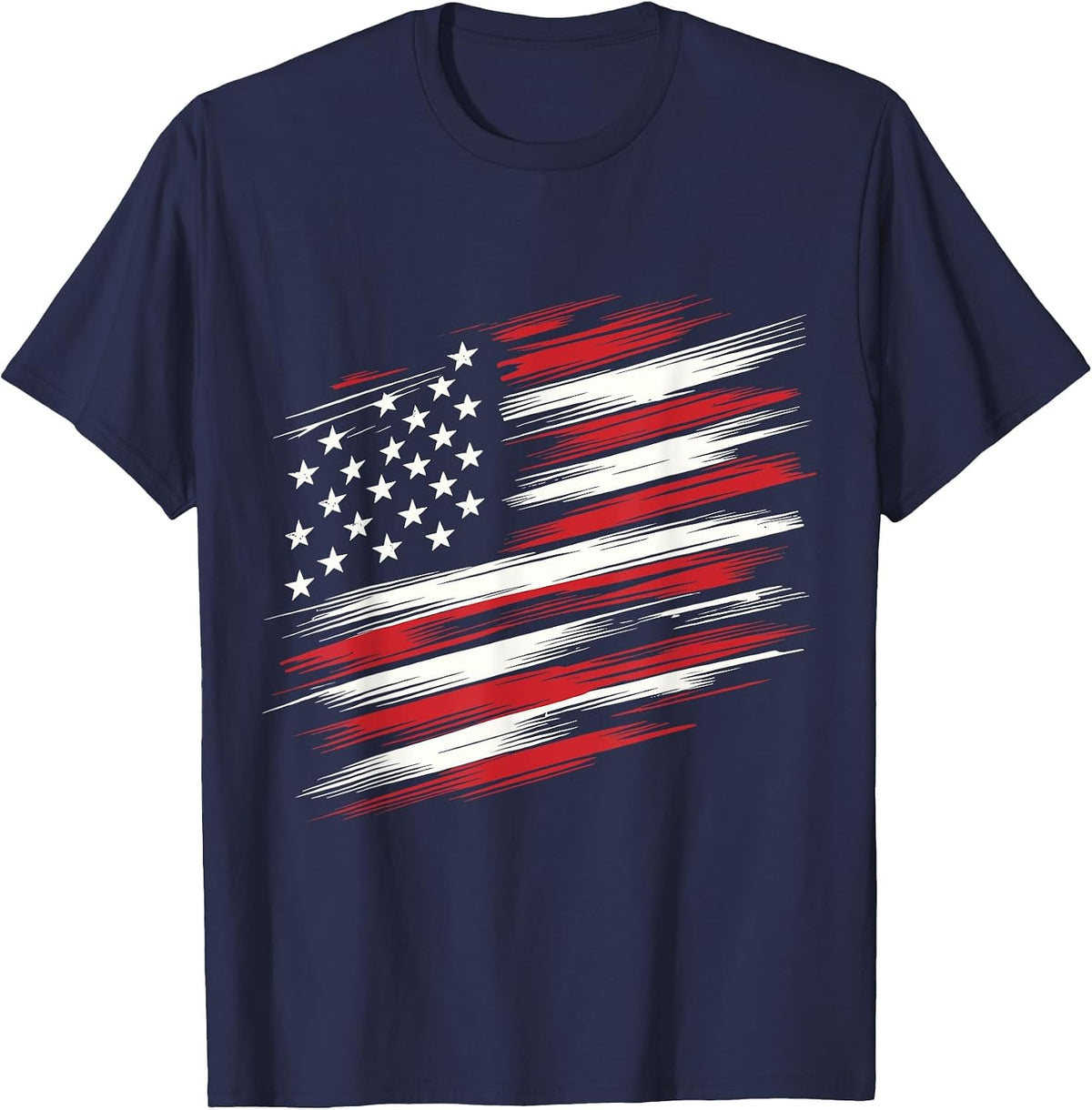 4th of July Shirts Fourth of July Patriotic American Flag T-Shirt - Navy Blue