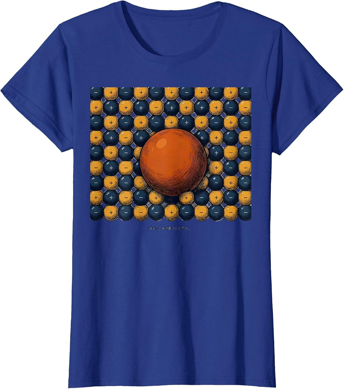 Women's Ionic And Iconic Funny Periodic Table Chemistry Pun Science T-Shirt - Royal Blue