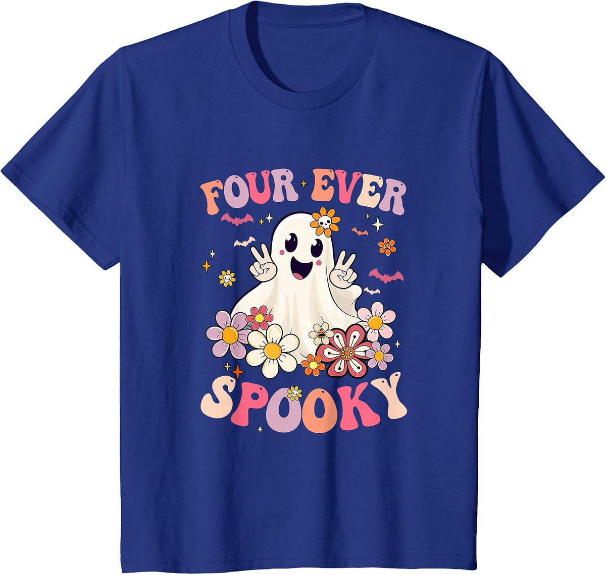 Four Ever Spooky Halloween 4Th Birthday Party Decorations T-Shirt - Royal Blue
