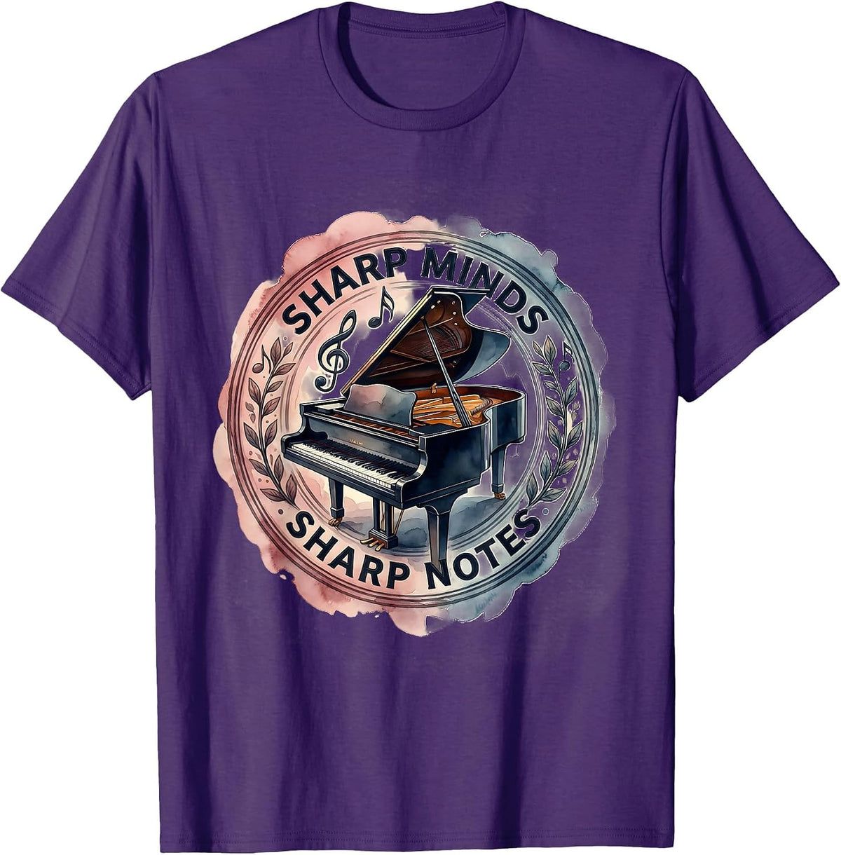 Sharp Minds Sharp Notes Music Teacher Design T-Shirt - Purple